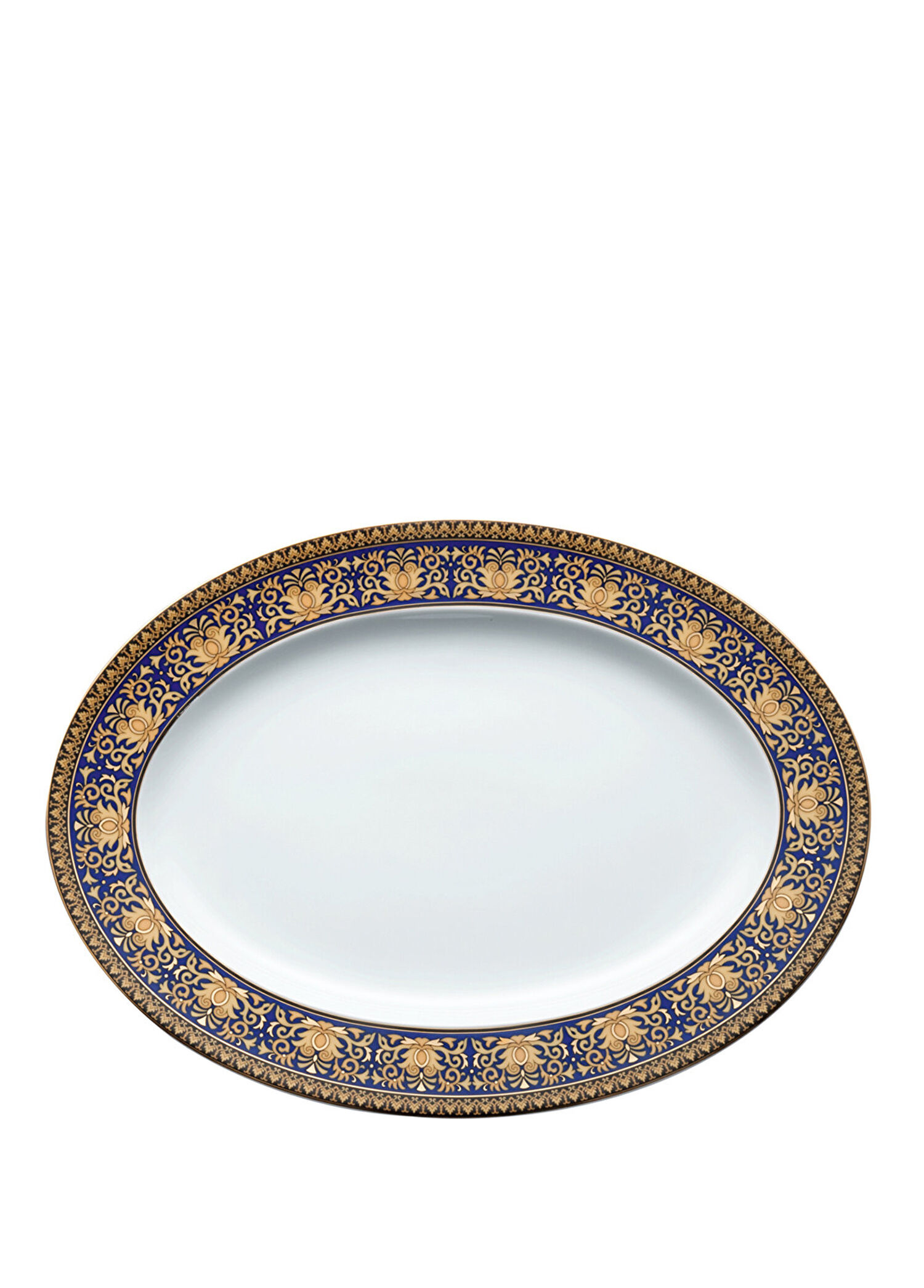 P Versace Medusa Mavi Oval Porselen Servis Tabagi 34 Cm