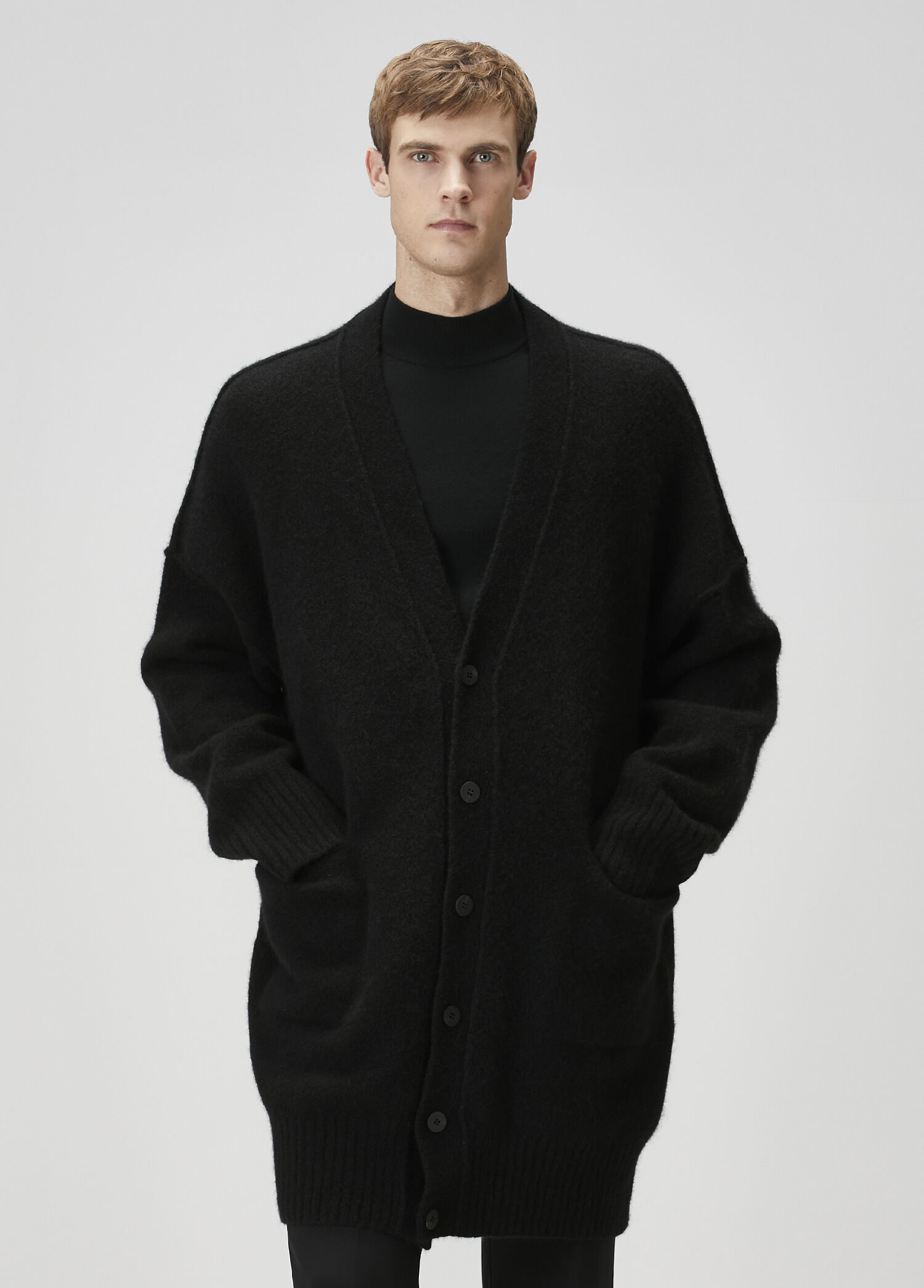 Isabel Benenato - Dark Grey Wool Knit Cardigan