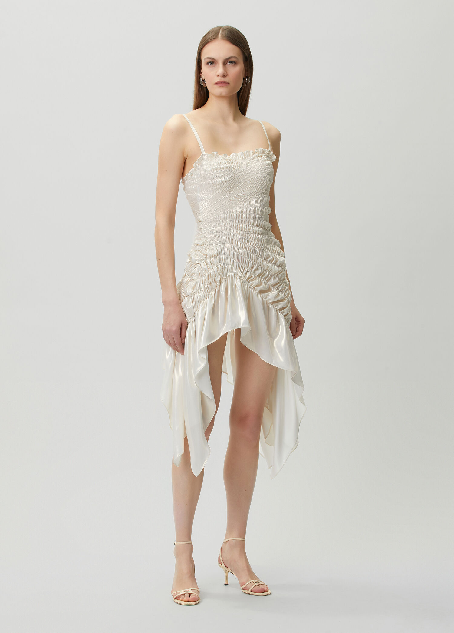 Ecru Gathered Cocktail Dress