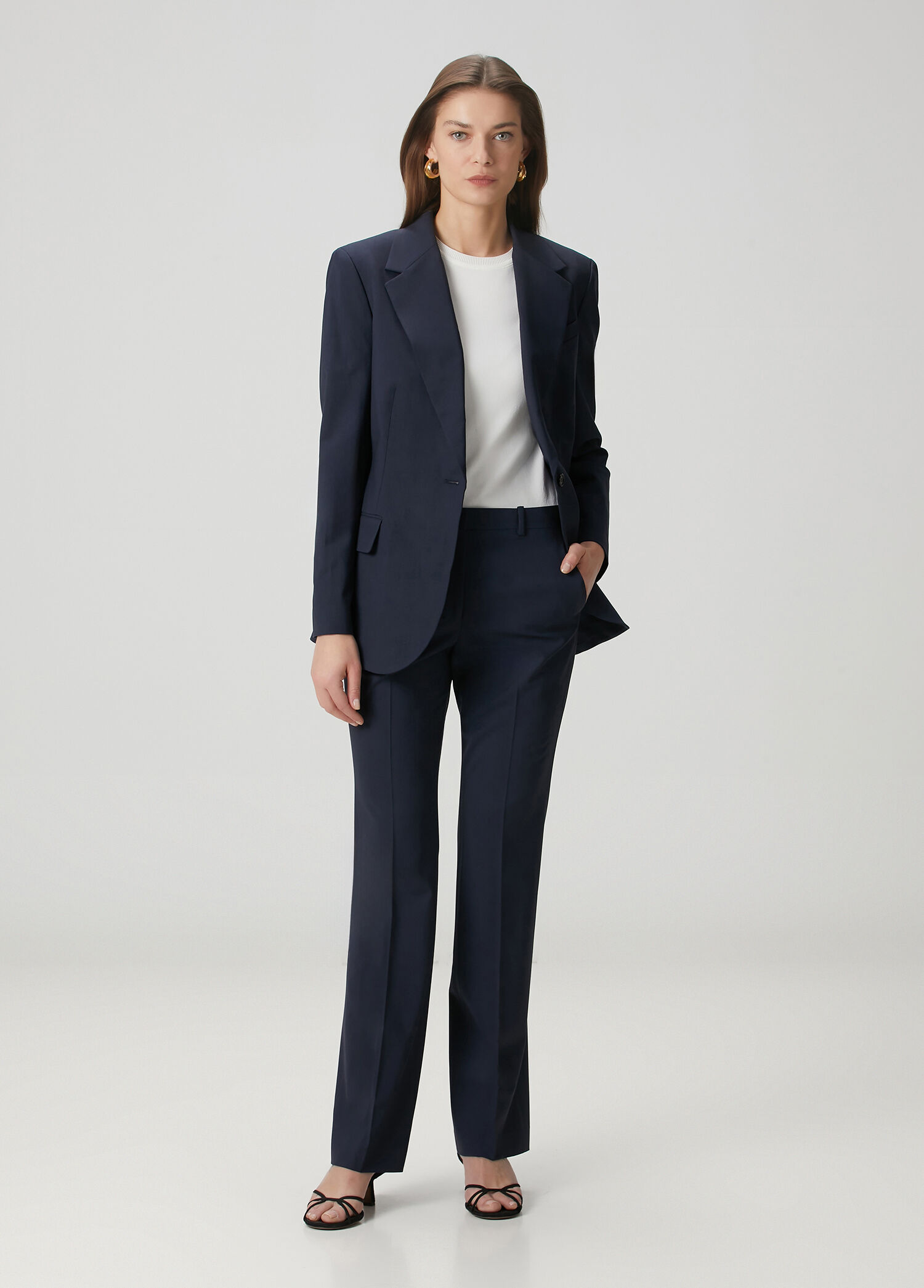 Slim Fit Lacivert Yün Pantolon