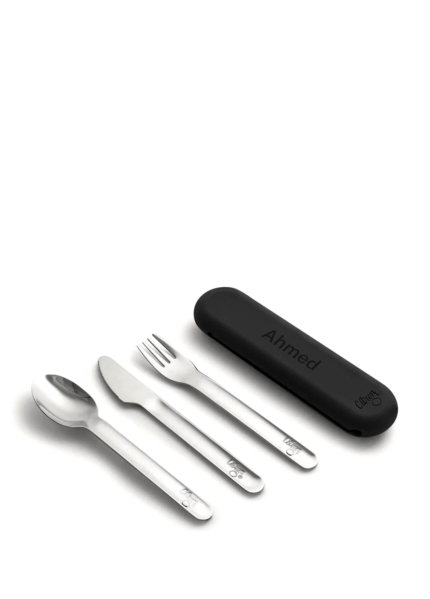 Black Silikon Kılıflı Çelik 3'lü Çocuk Çatal Bıçak Kaşık Takımı