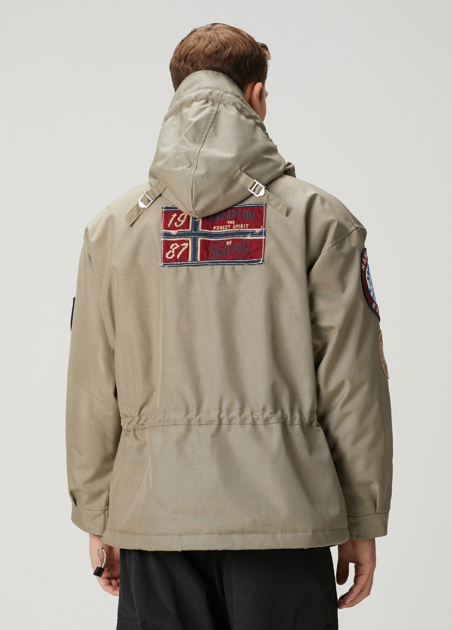 Napapijri - Skidoo 1990 Patch Koyu Bej Kapüşonlu Anorak Mont