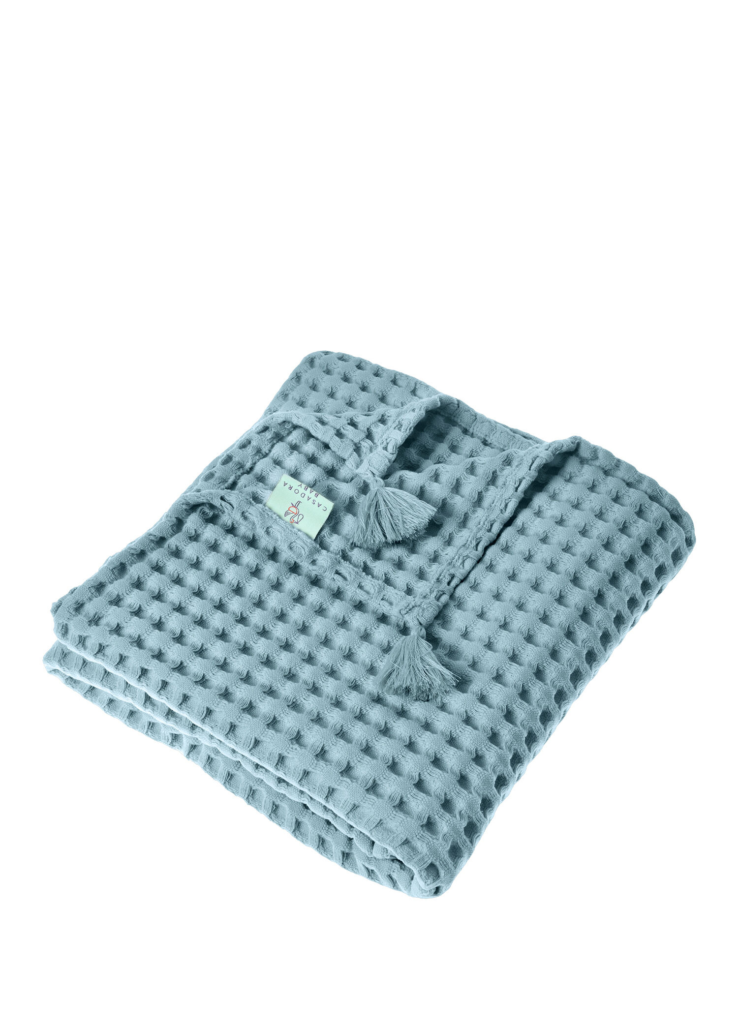 Mavi %100 Pamuk Waffle Bebek Pike Örtü 90 x 120 cm