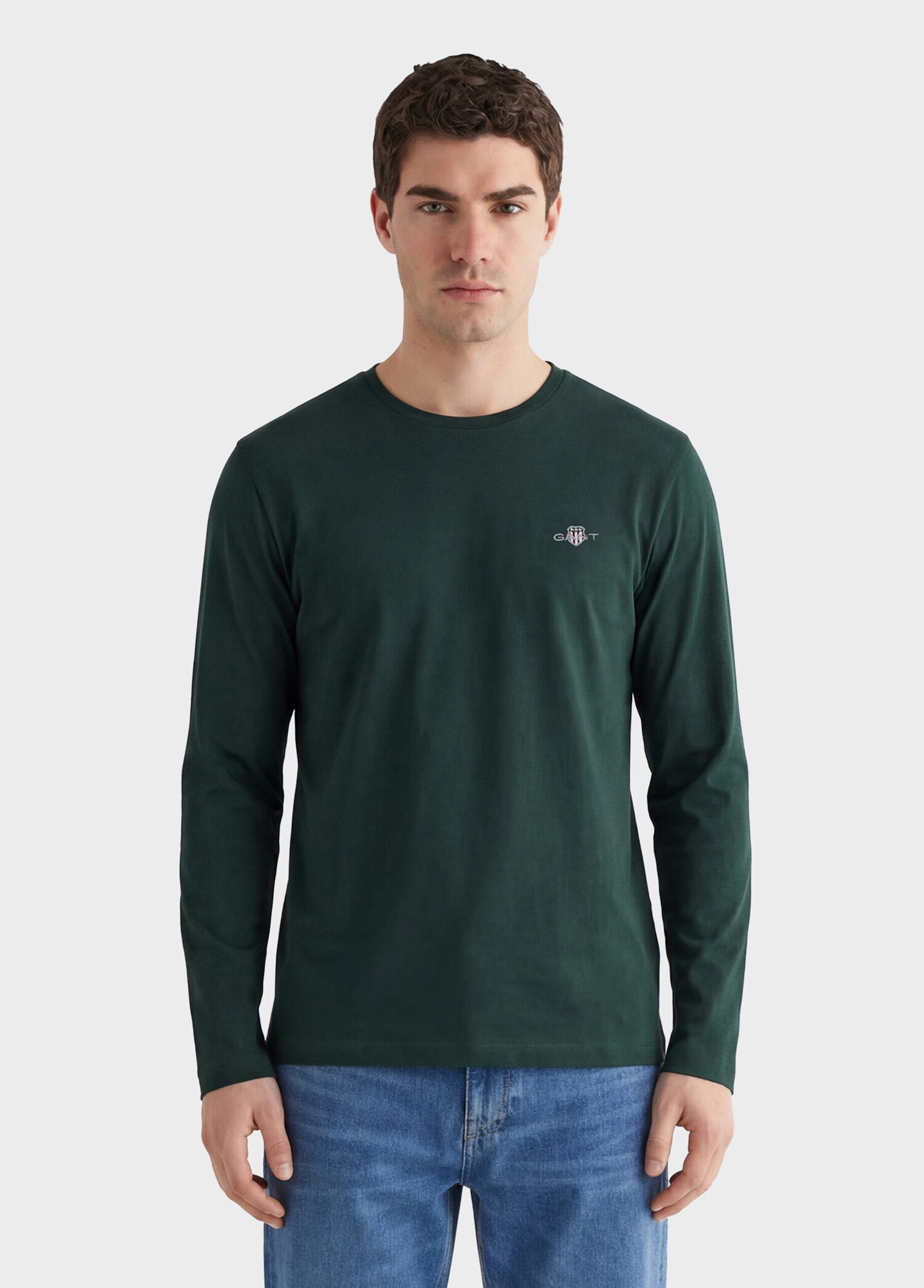 Yeşil Regular Fit Bisiklet Yaka Uzun Kollu Erkek T-Shirt