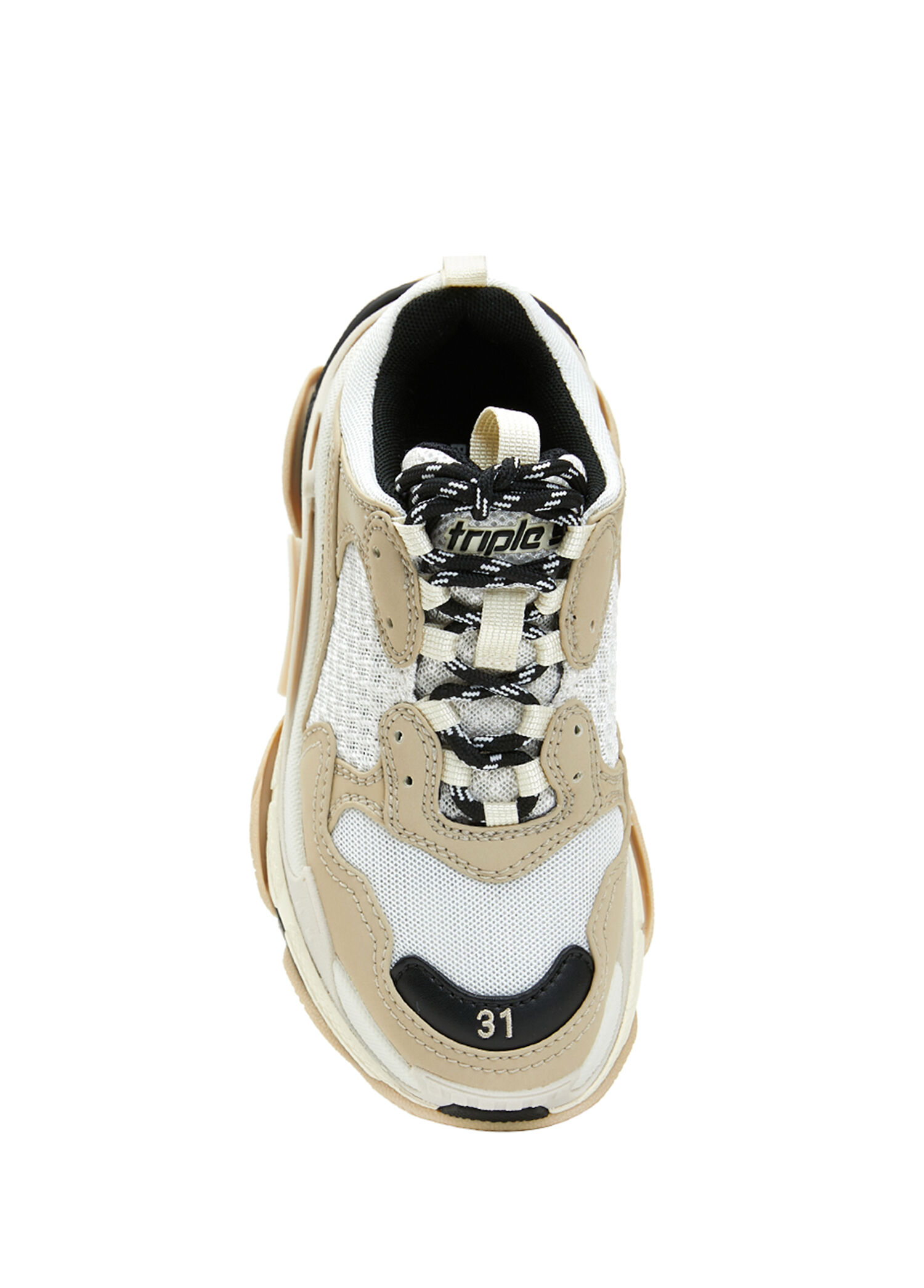 Balenciaga - Triple S Siyah Bej Erkek Çocuk Sneaker - Bej-Siyah