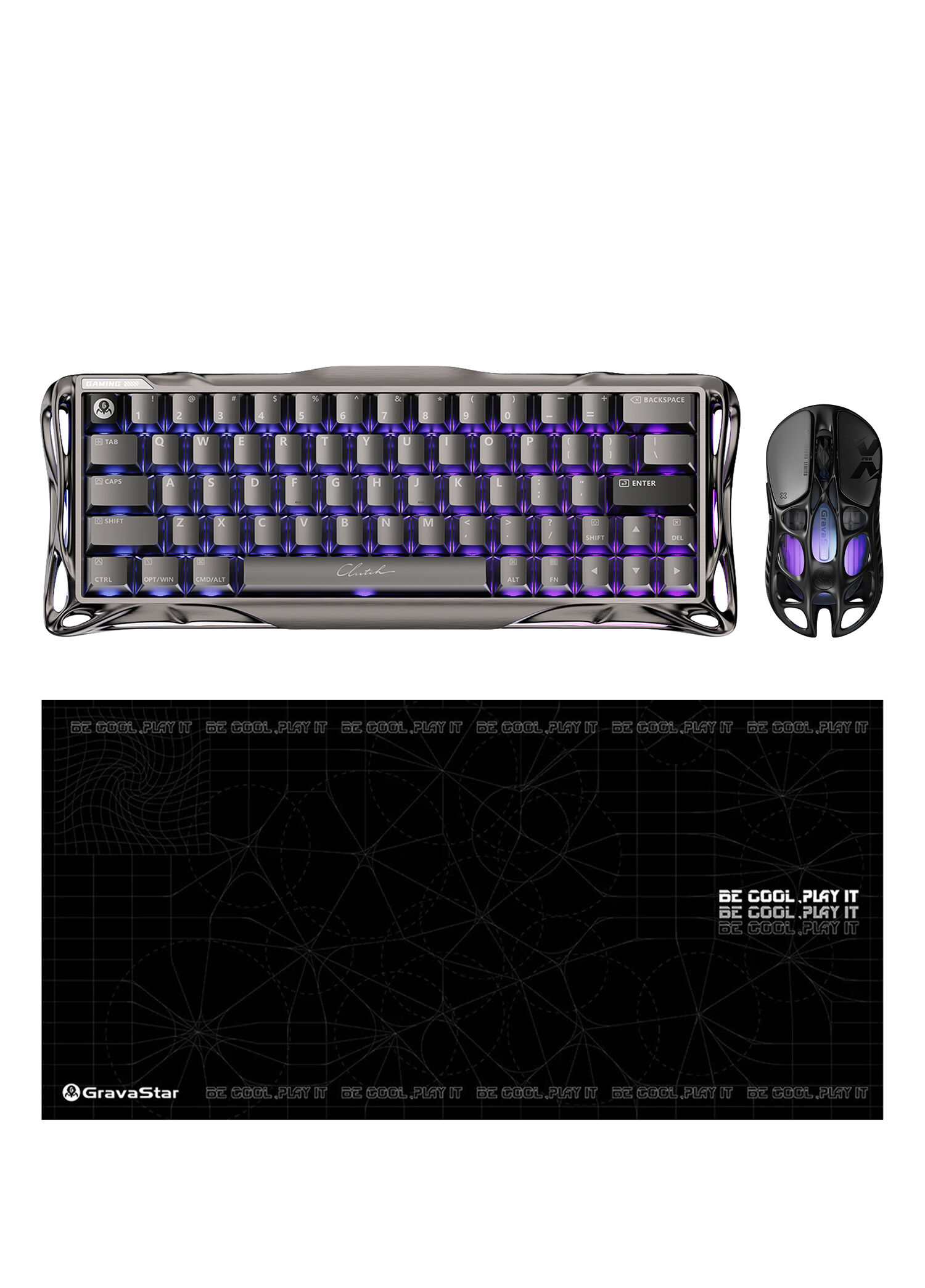 V60 Pro GunMetal Manyetik Kablolu Gaming Klavye + XPro Kablosuz Optik Mouse ve Mousepad Oyuncu Seti