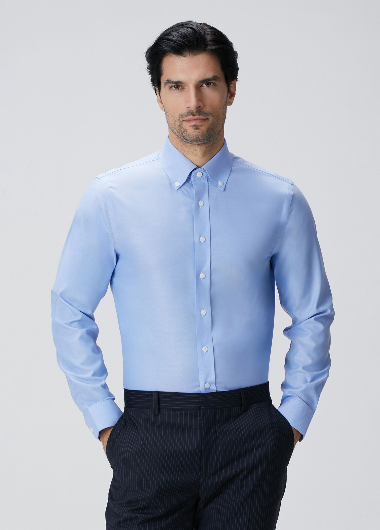Mavi Non-iron Oxford Gömlek