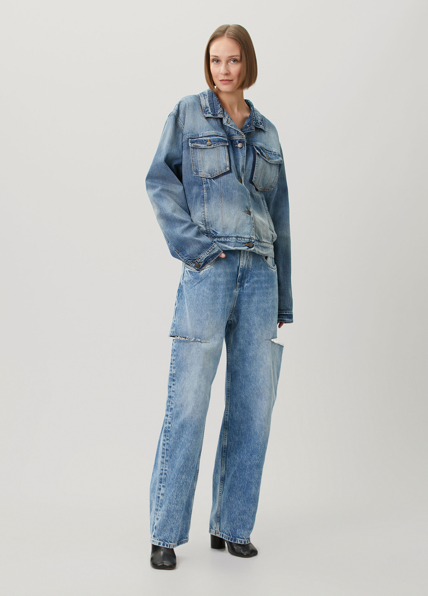 Maison Margiela Mavi Kadın Mavi Kesim Detaylı Jean Pantolon