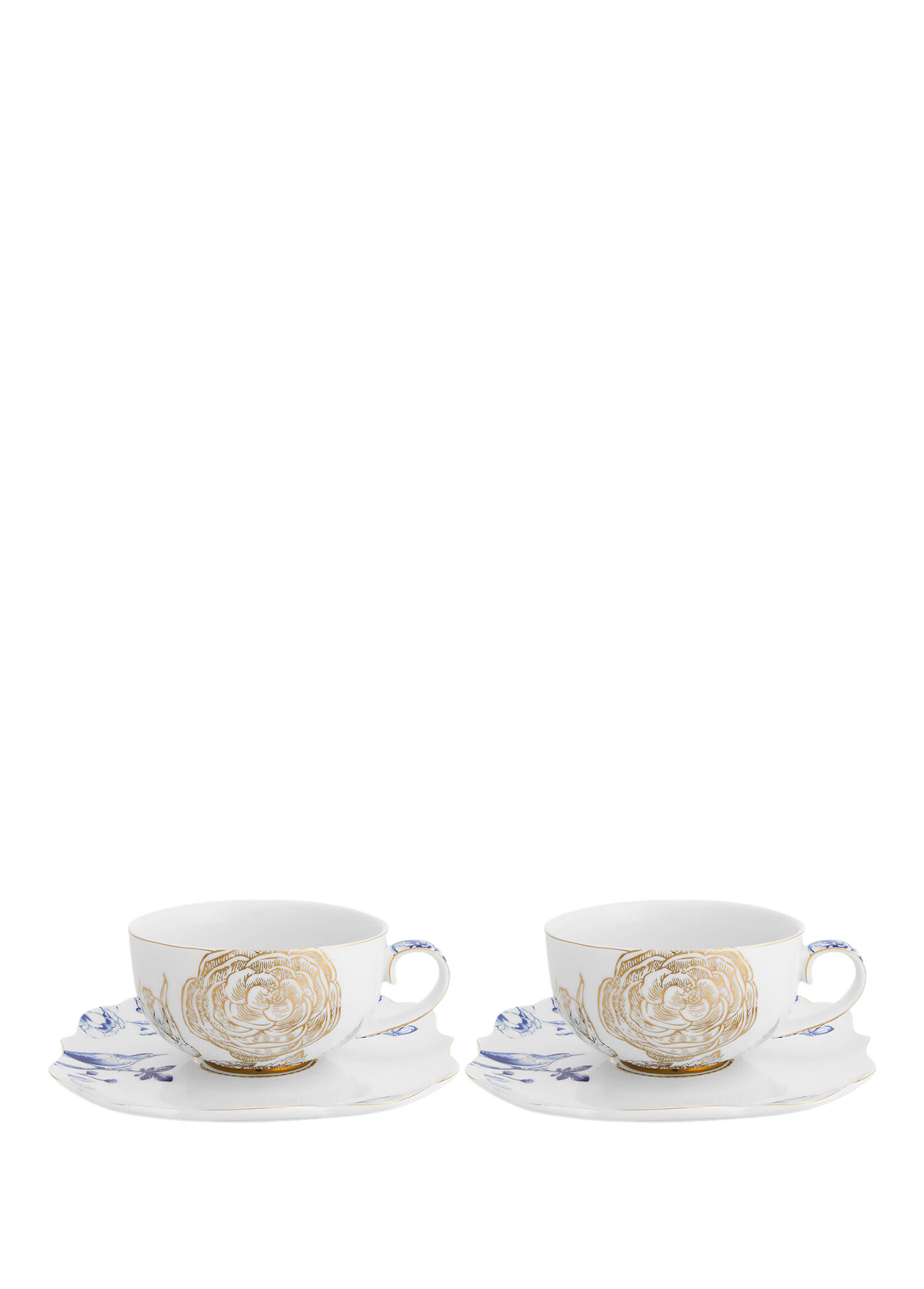 Royal White Beyaz Porselen 2'li Çay Fincanı ve Tabağı Seti