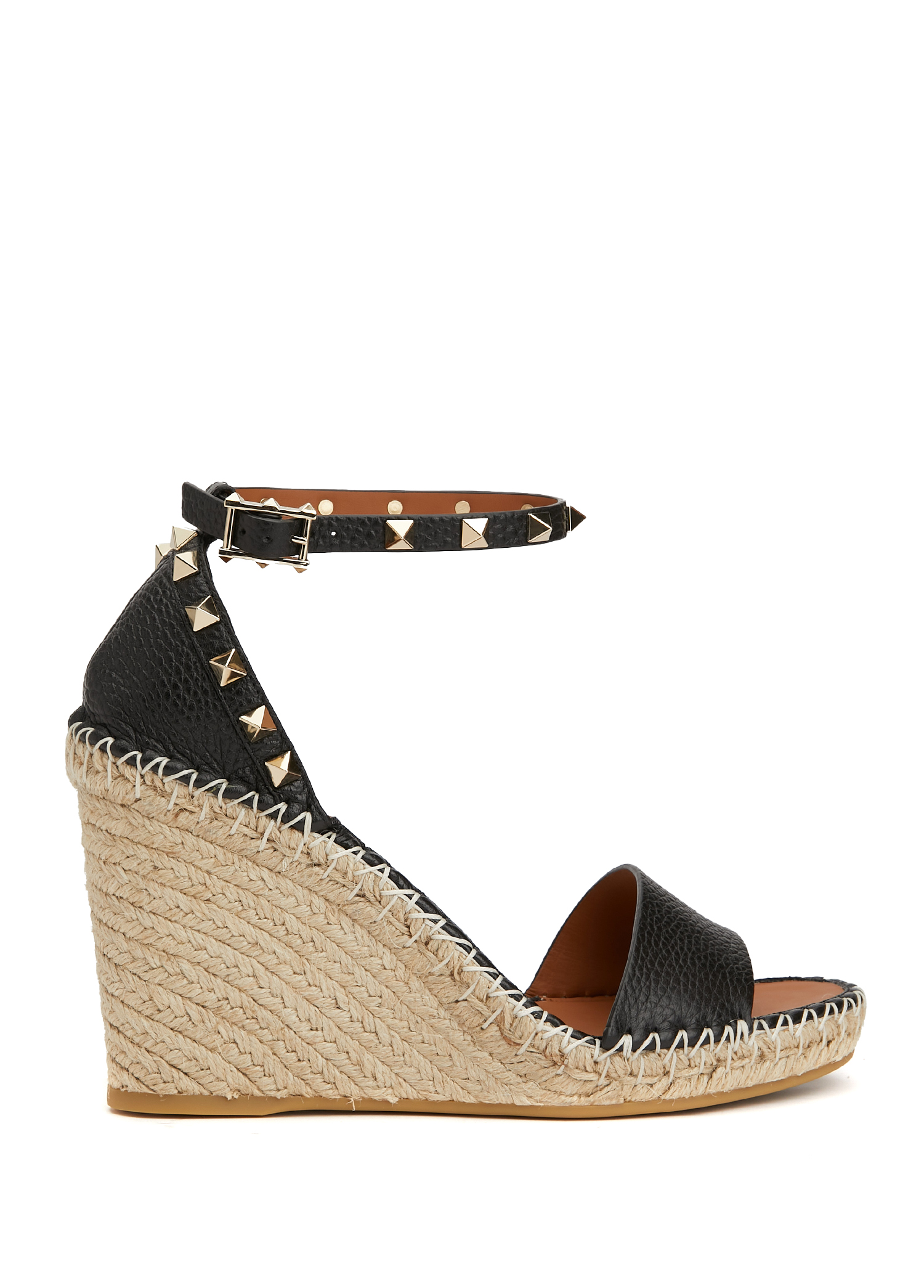 Rockstud Siyah Kadın Deri Espadril