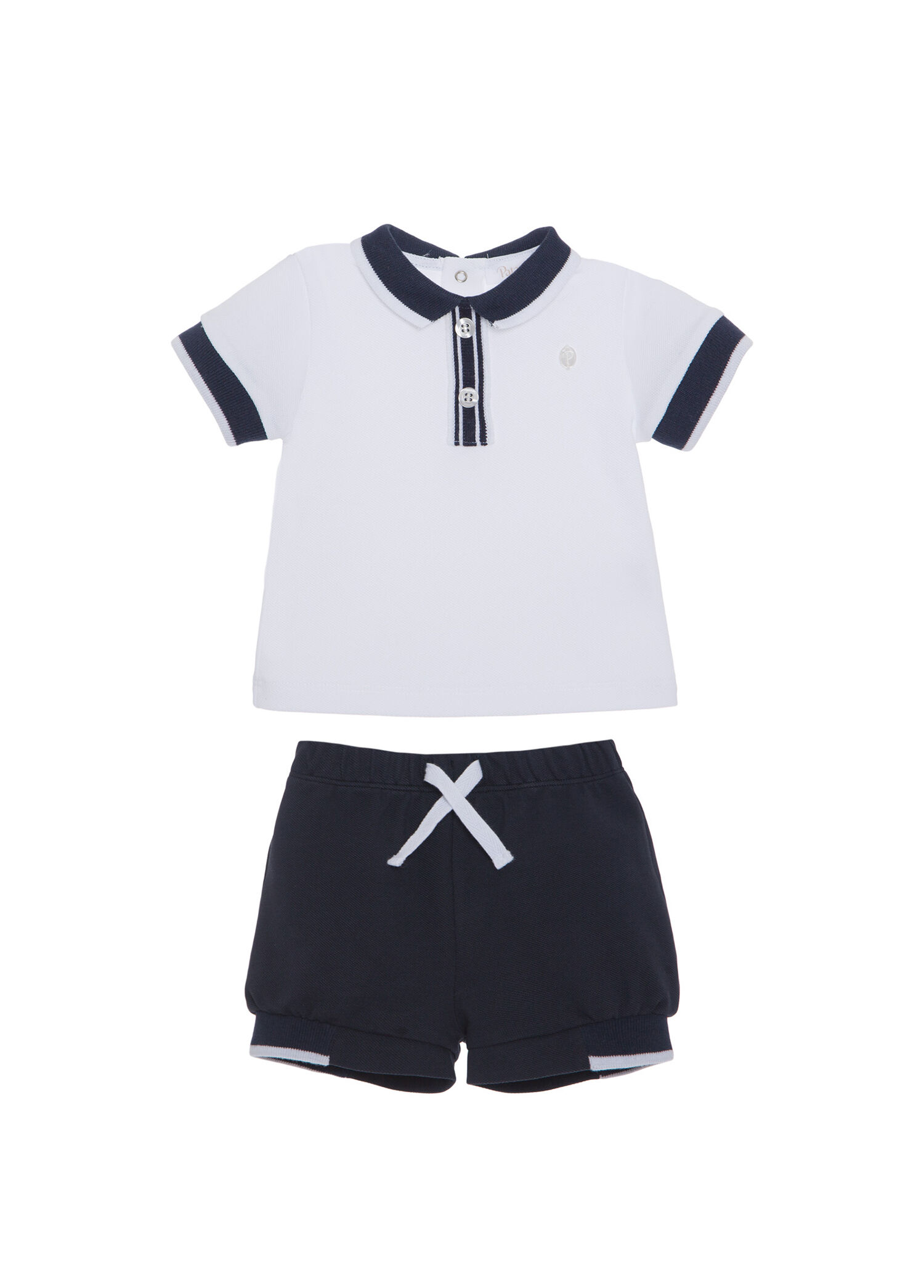 Lacivert Kısa Kollu T-shirt ve Şort Kız Bebek 2'li Set