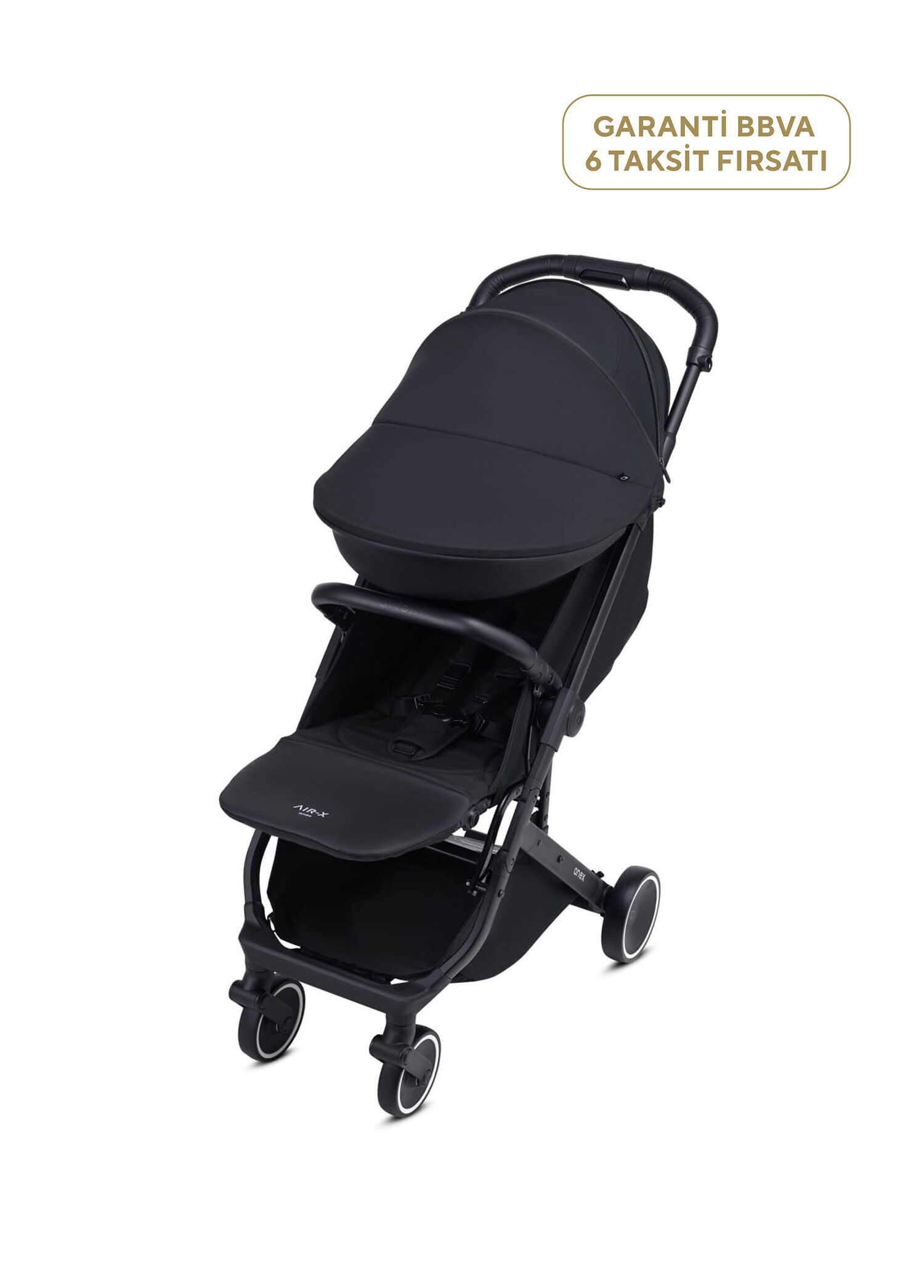 Air-X Siyah Tek Elle Katlanan Kabin Boy Bebek Arabası