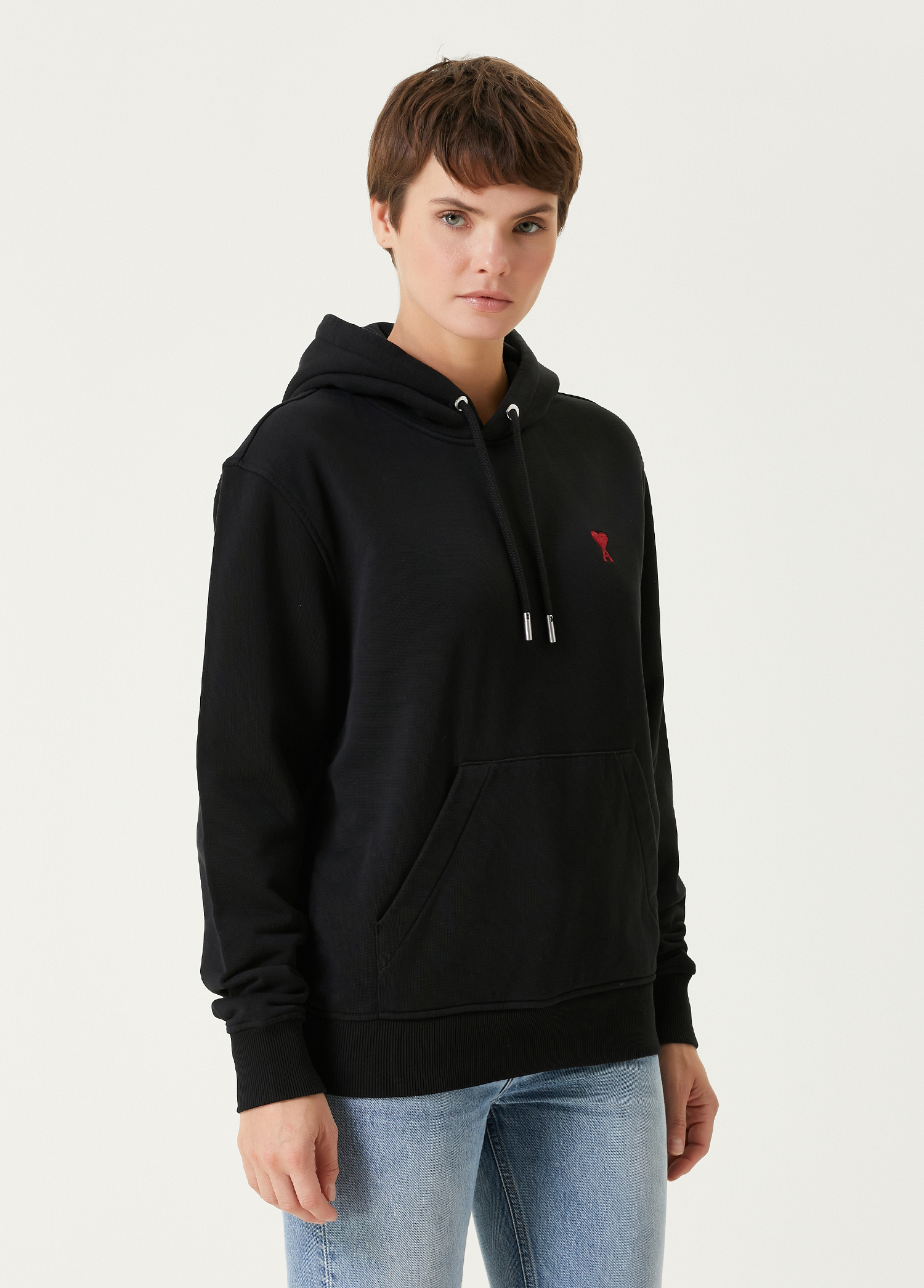 Siyah Kapüşonlu Sweatshirt