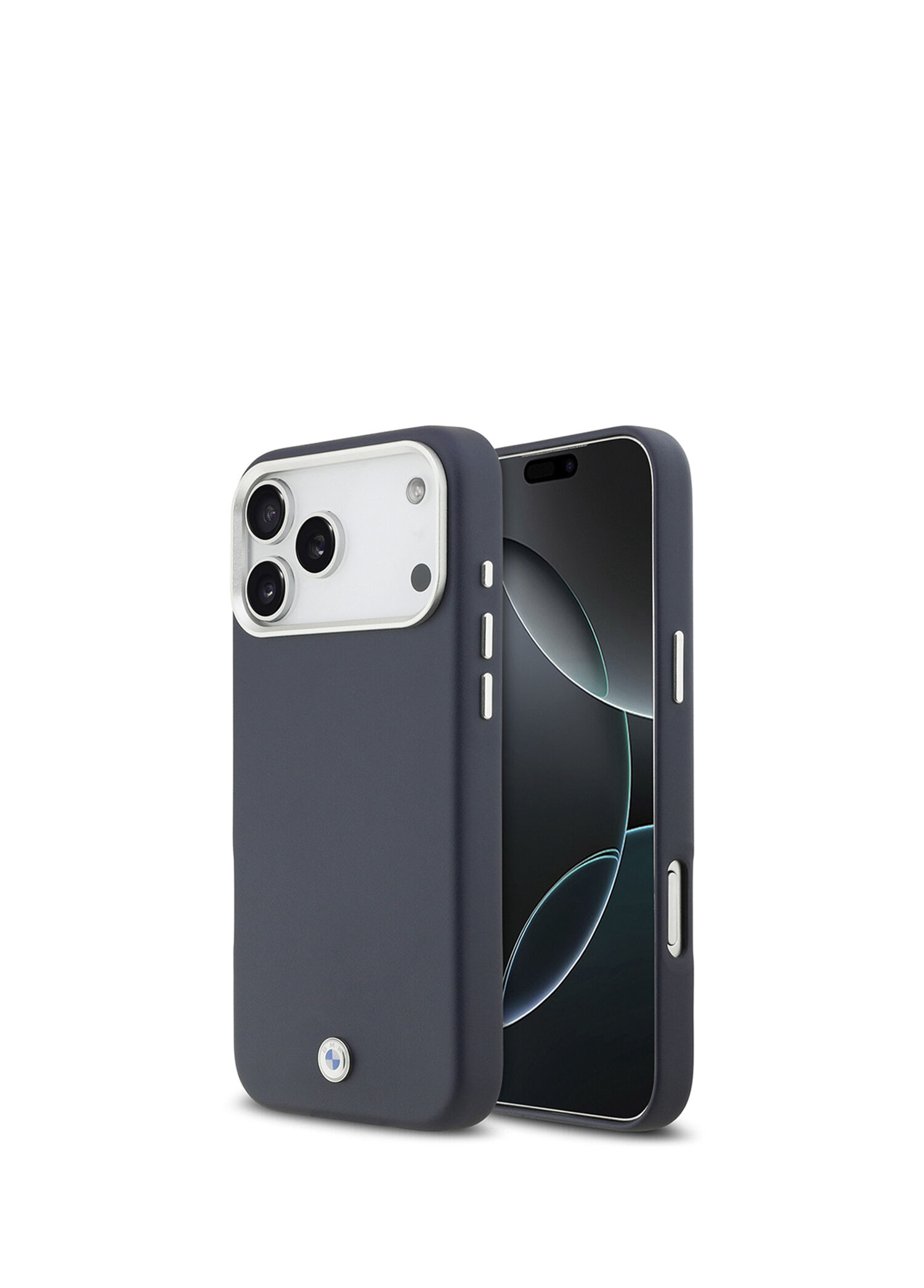iPhone 17 Pro Max Metal Logolu Deri Lacivert Magsafe Uyumlu Telefon Kılıfı