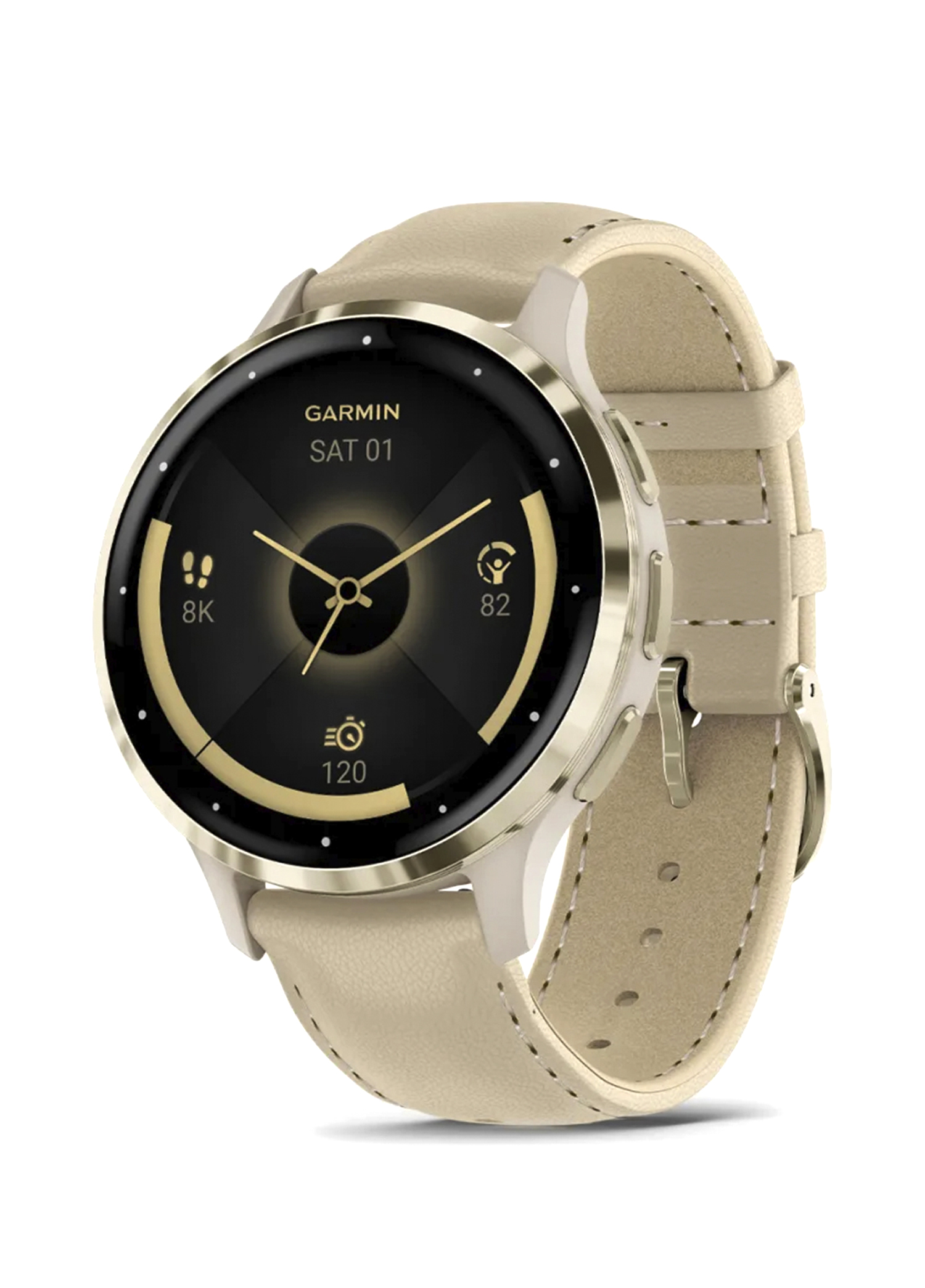 Venu 3S Soft Gold French 41mm Gri Deri Kayışlı Akıllı Saat