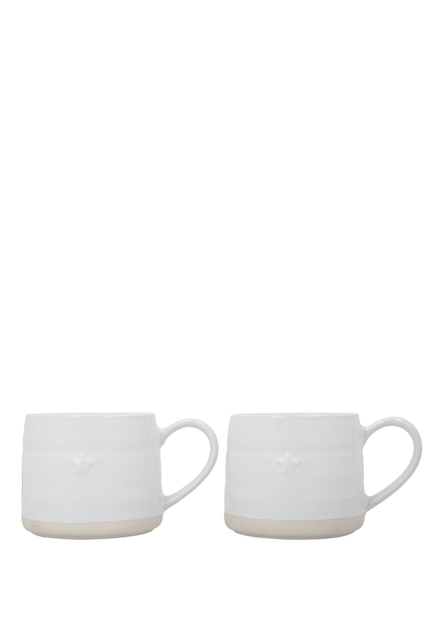 MKMUGSTARPK2 Farmhouse Star Stoneware Beyaz 2'li Seramik Kupa Seti