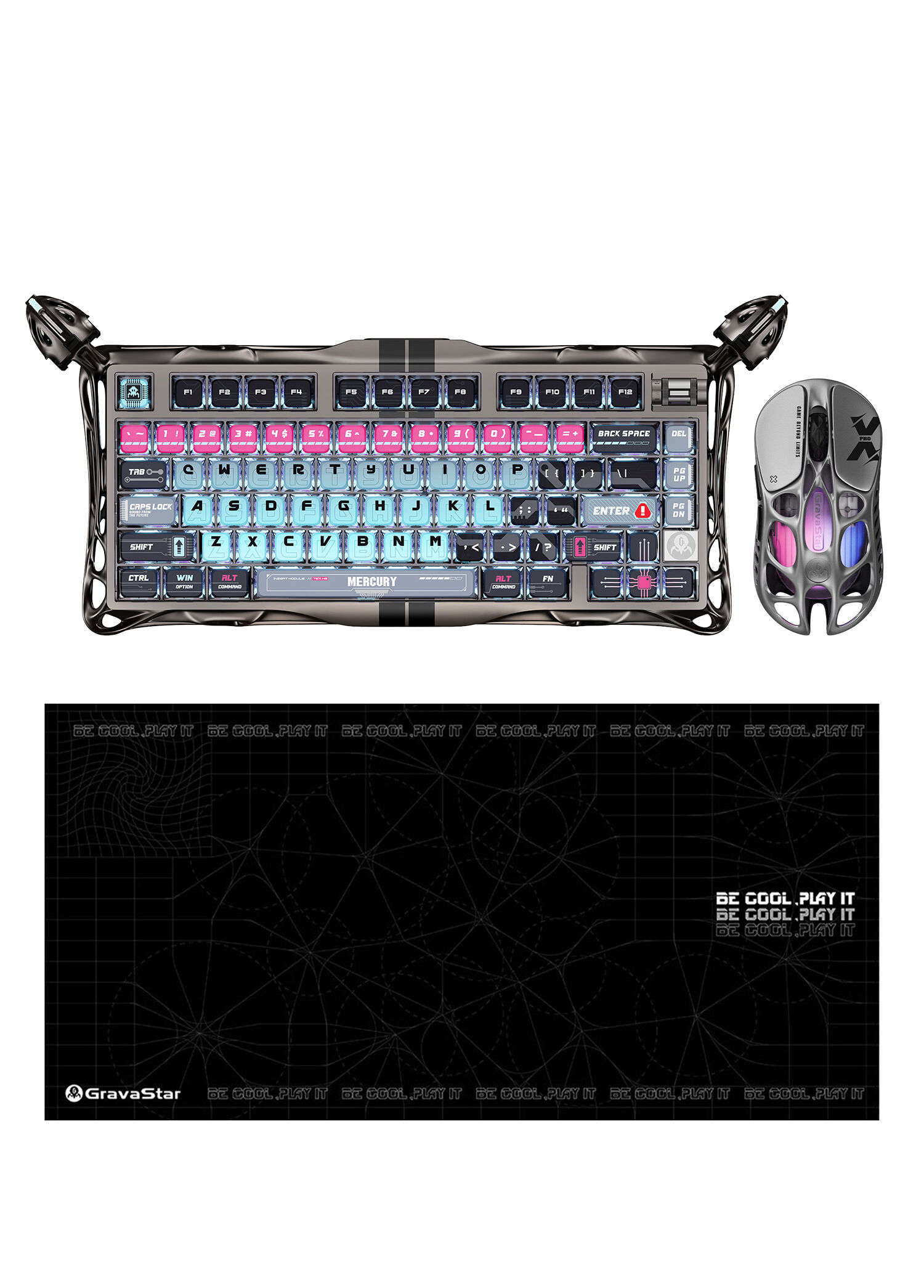 V75 Pro Cyberpunk Manyetik Kablolu Gaming Klavye + XPro Kablosuz Optik Mouse ve Mousepad Oyuncu Seti