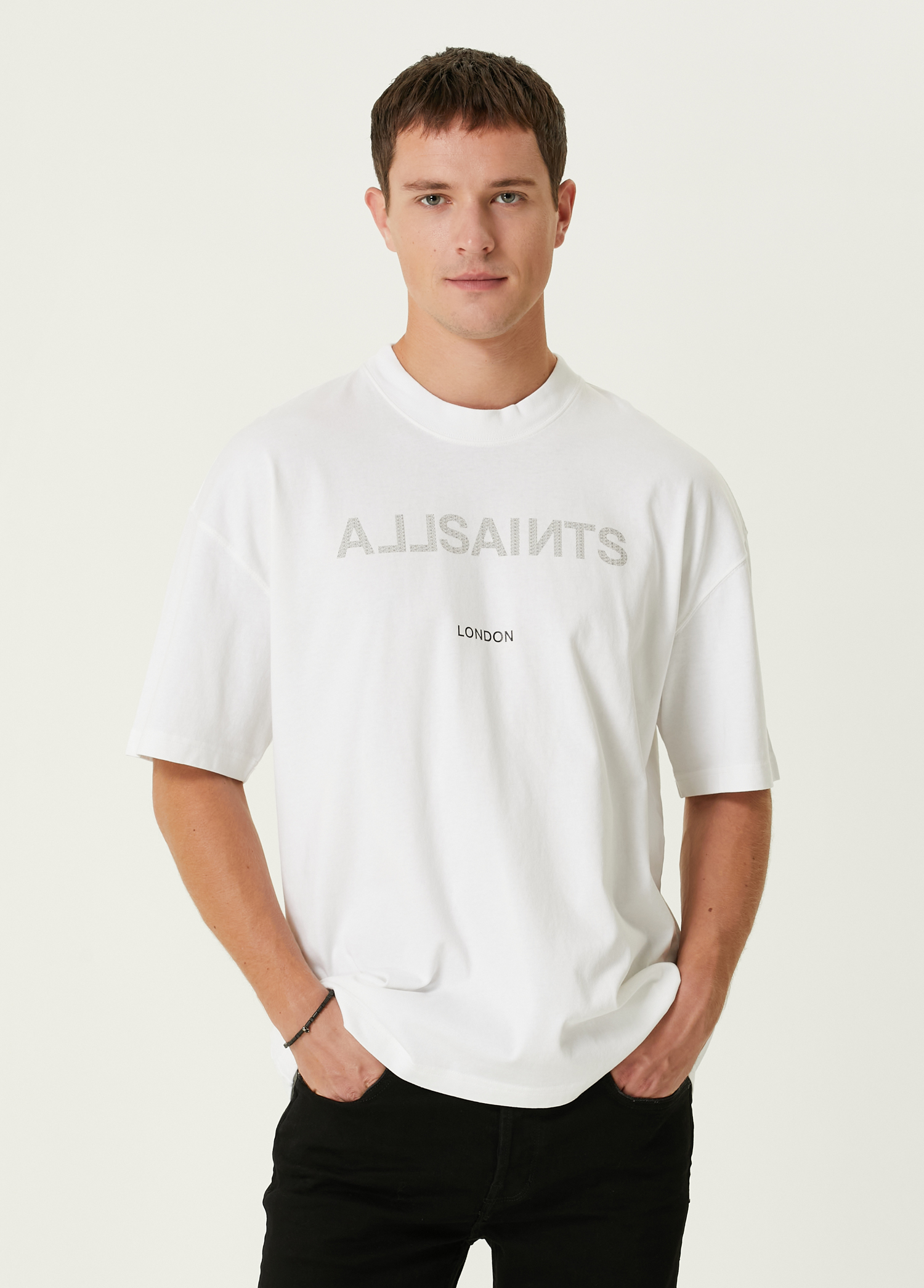 AllSaints Beyaz Erkek Cutout Beyaz Organik Pamuk T shirt 1487434 Beymen