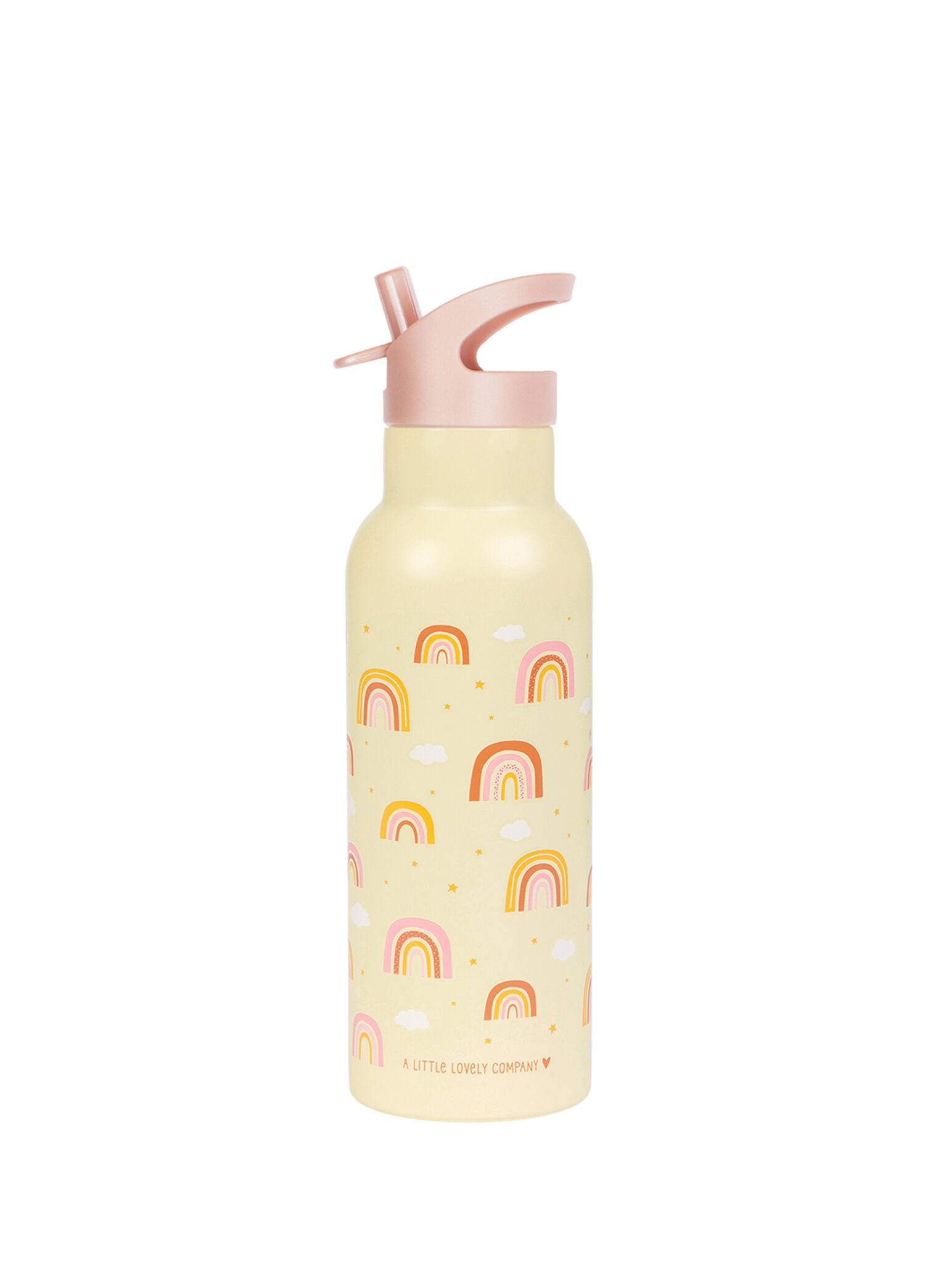 Little Lovely Rainbows Açık Sarı Çelik Pipetli Çocuk Termos Suluk 500 ml