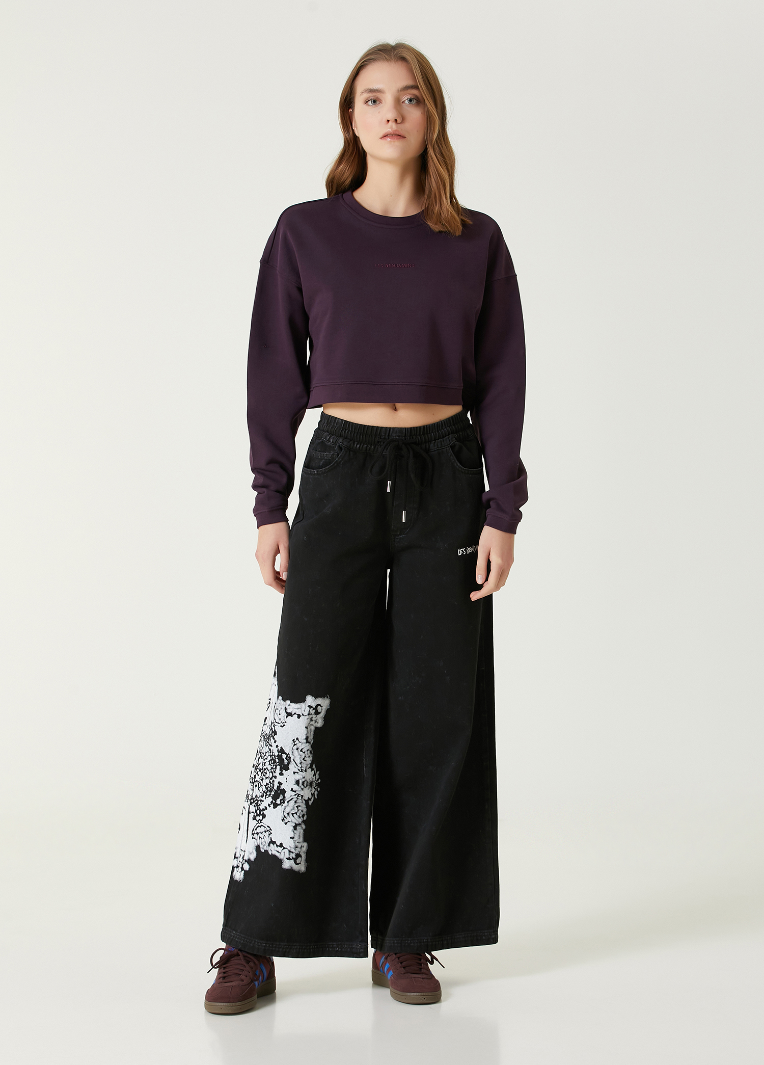 Siyah Wide Leg Jean Pantolon