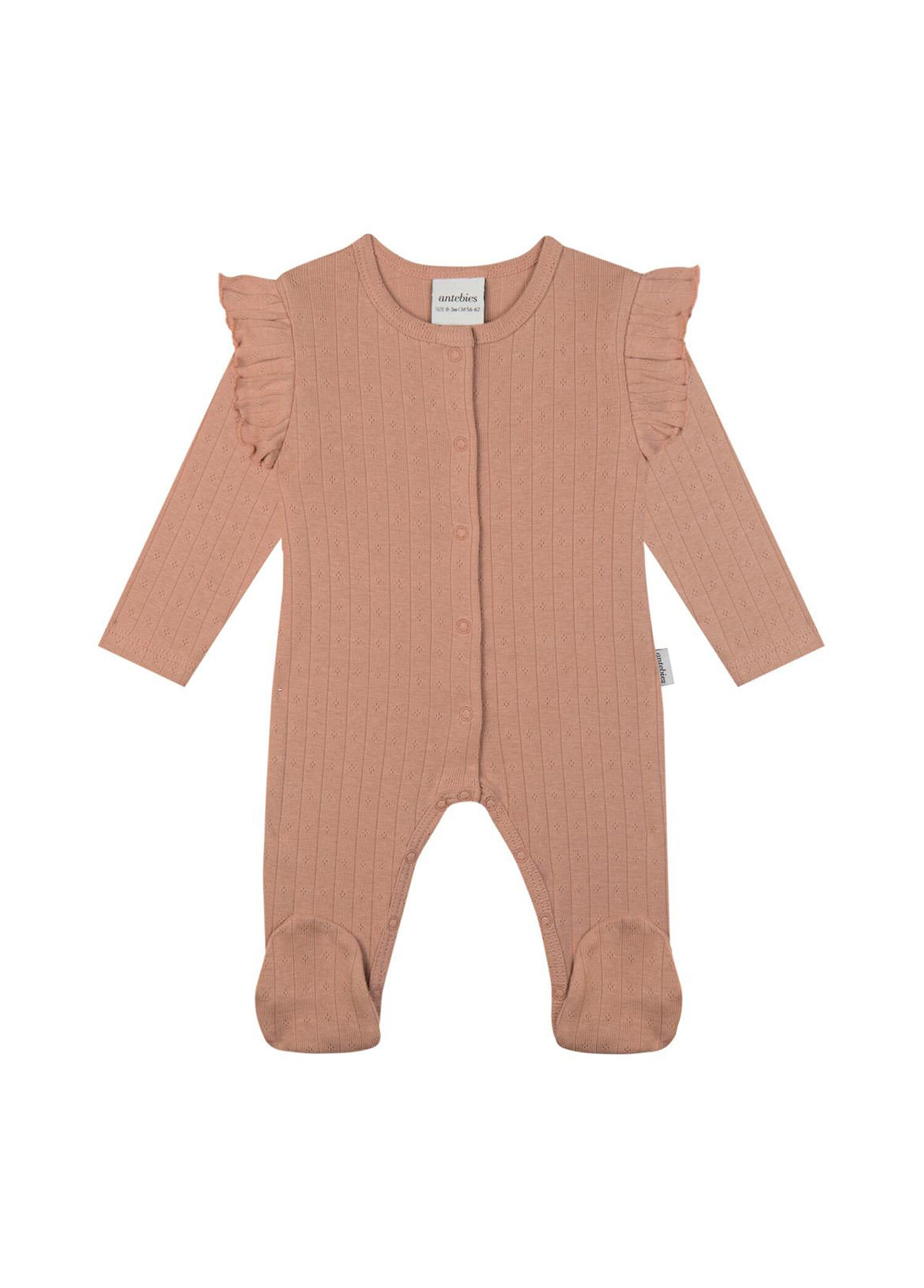 Pembe Klasik Jakar Fırfırlı Kız Bebek Patikli Tulum
