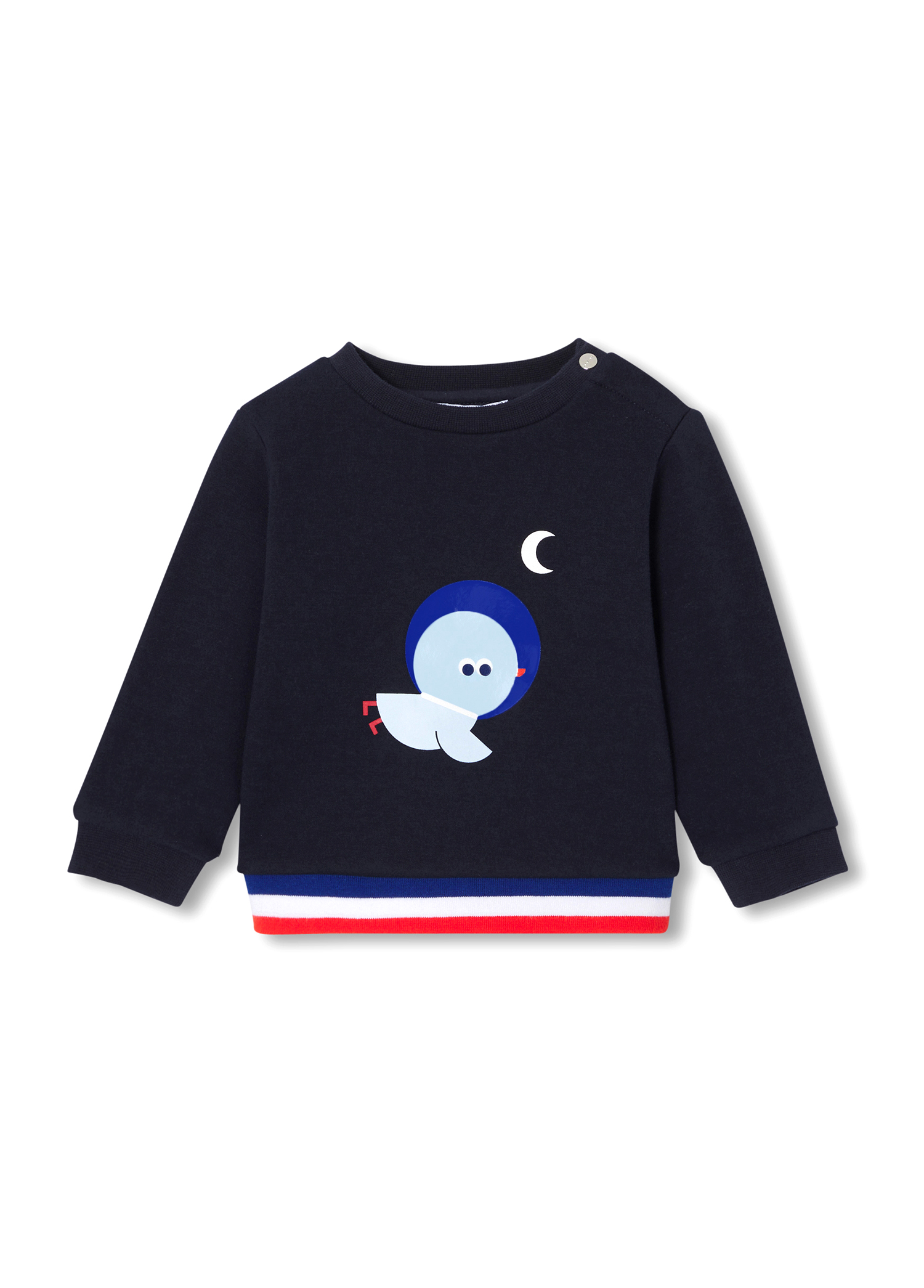 Kuş Baskılı Polar Lacivert Erkek Bebek Sweatshirt