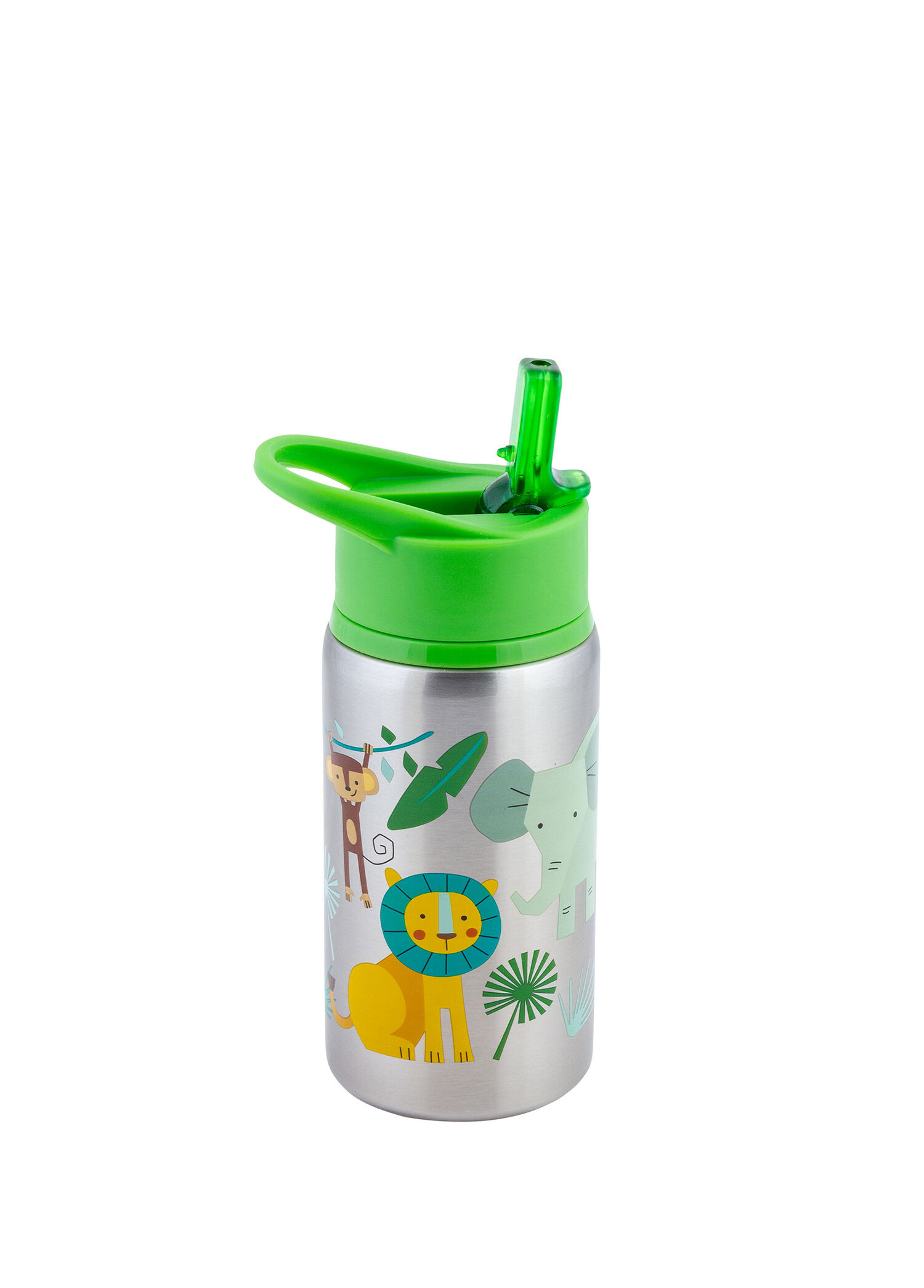 Hayvanat Bahçesi Desenli Yeşil Kapak Çelik Suluk 530 ml