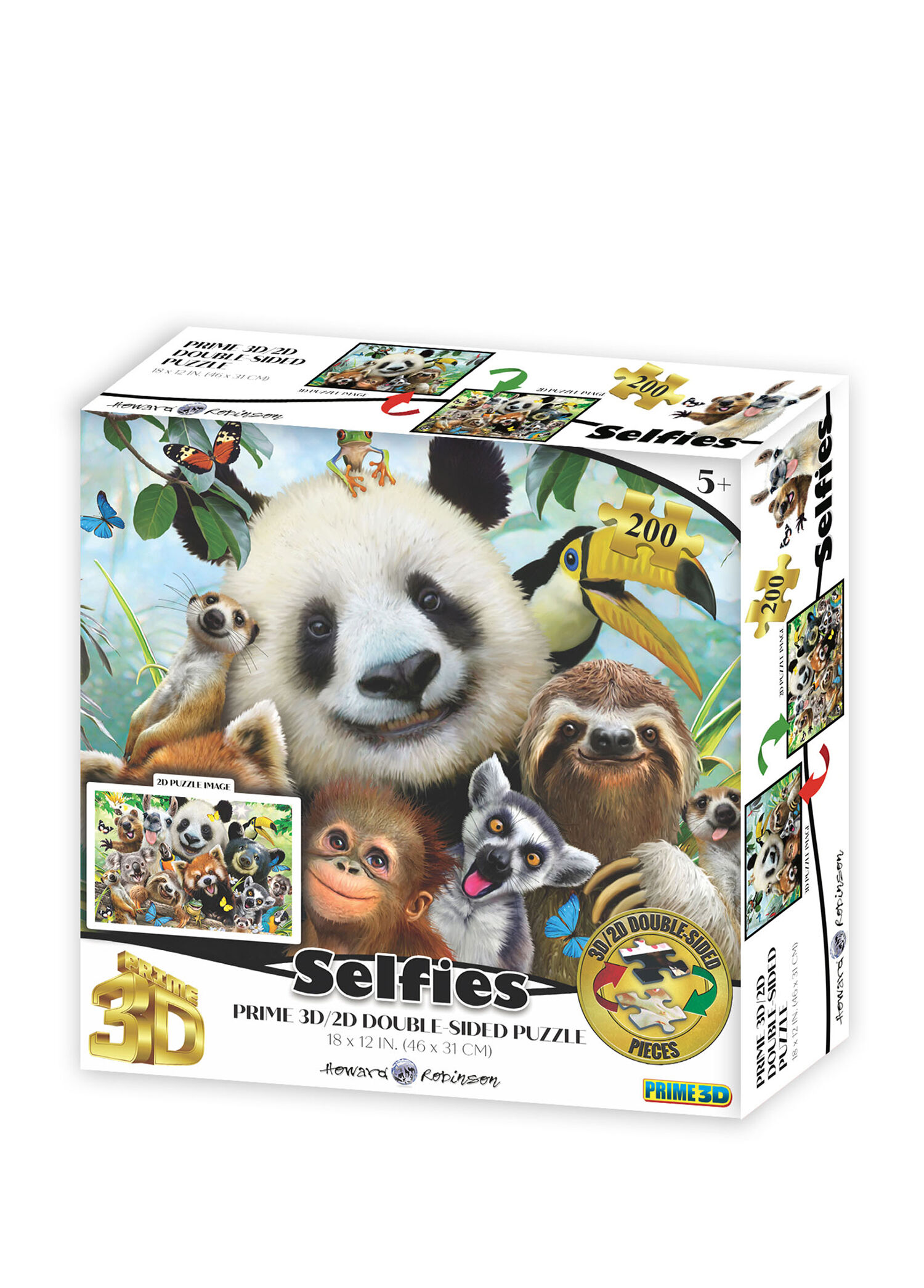 Sevimli Hayvanlar Selfie Çift Taraflı 200 Parça 3D Puzzle