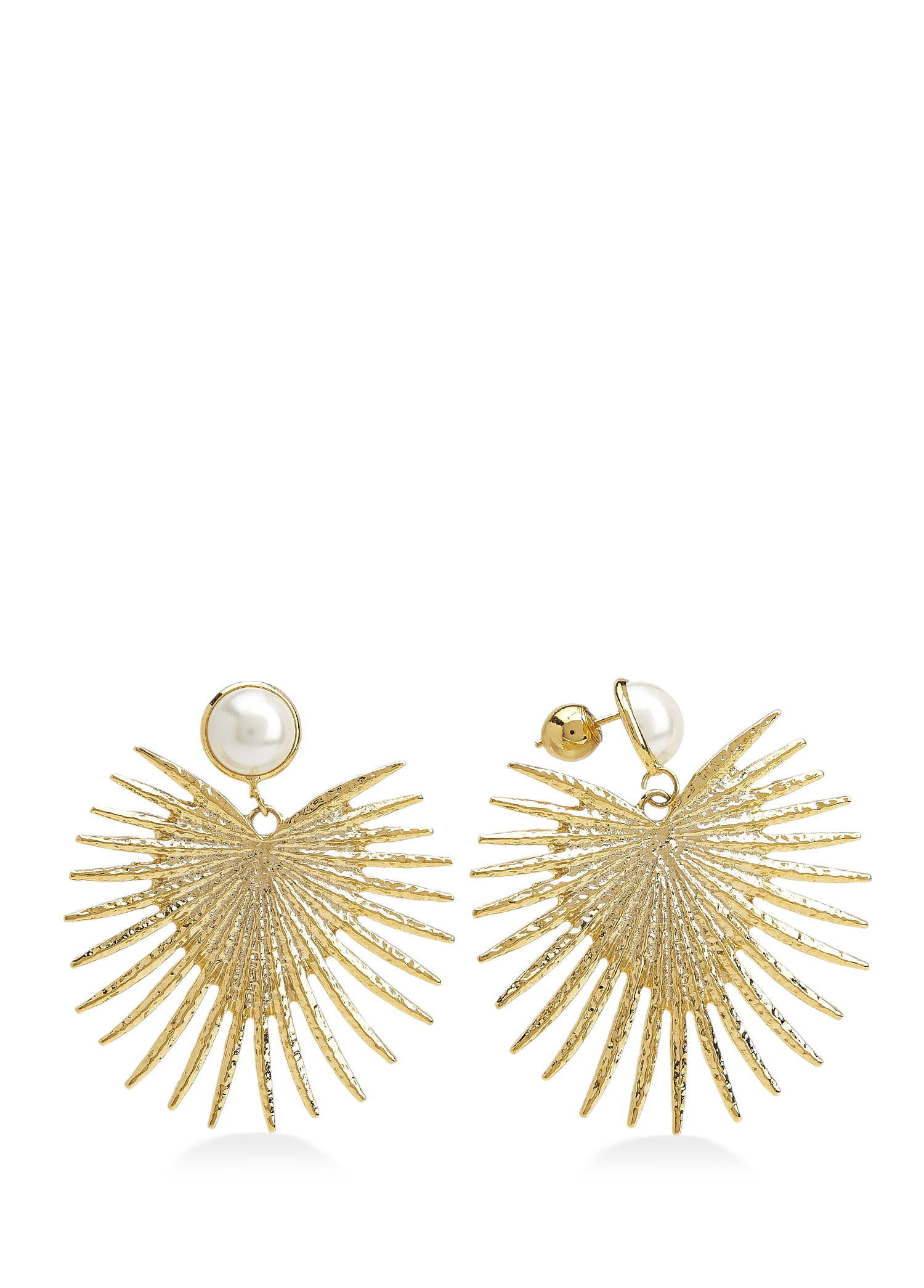 Gold İnci Detaylı Küpe_1