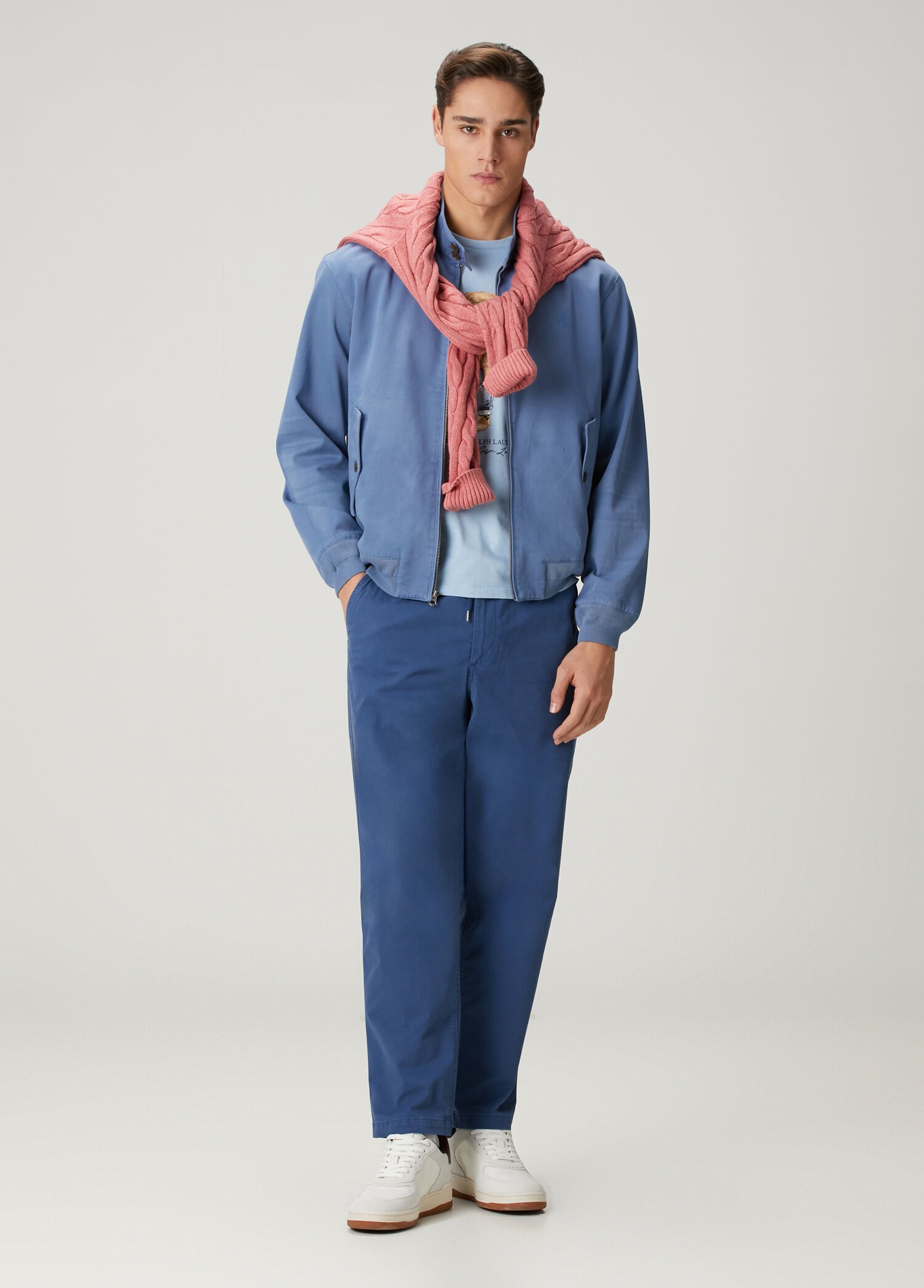 Mavi Beli Kordonlu Stretch Twill Pantolon