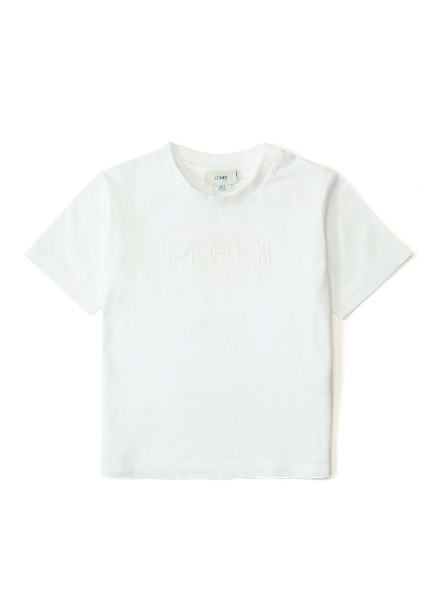 Beyaz Logo Nakışlı Kız Çocuk T-shirt