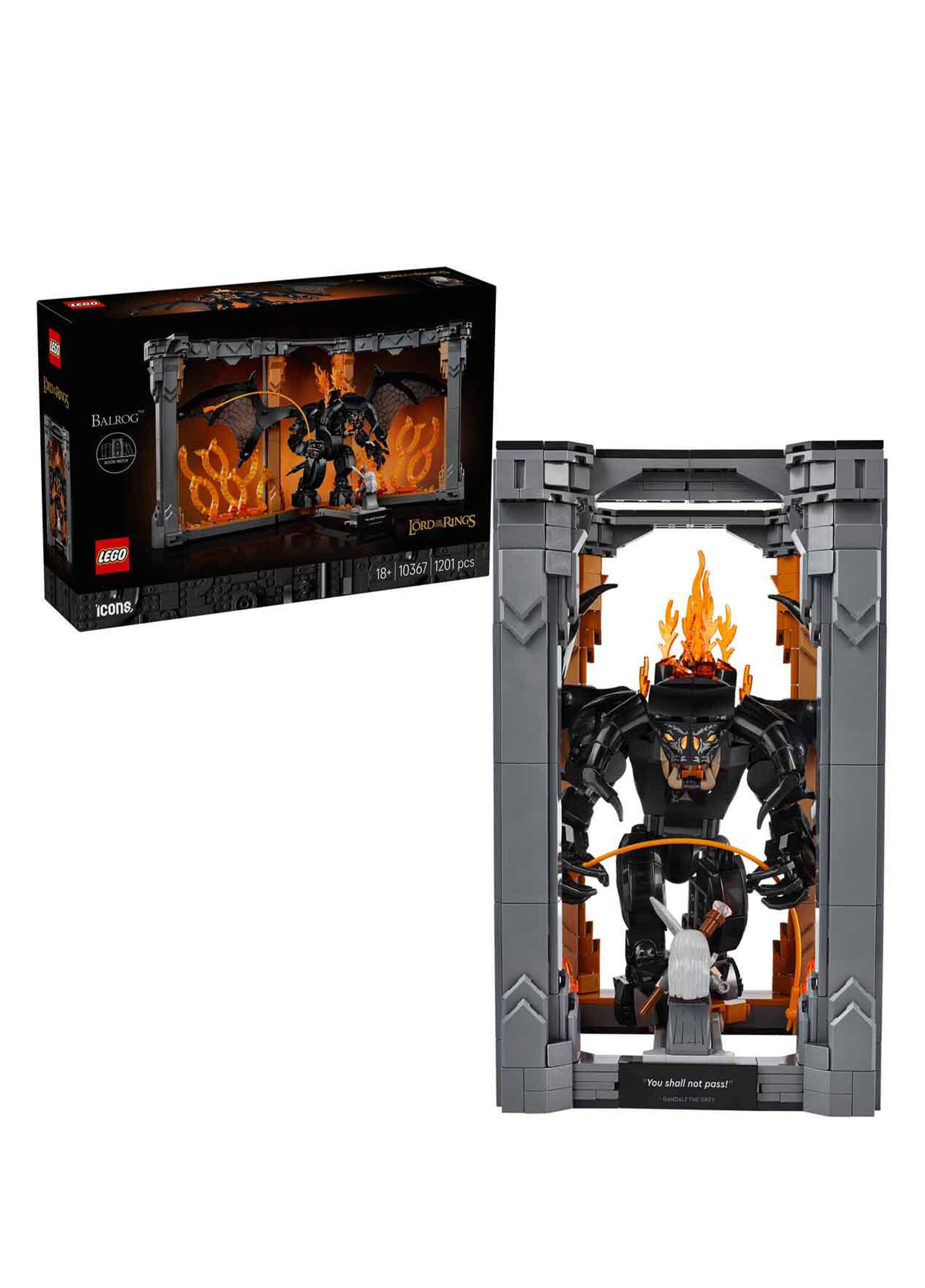 Icons Yüzüklerin Efendisi: Balrog Kitaplık Dekoru 1201 Parça 18+ Yaş Dekoratif Film Hatırası Model Yapı Oyuncağı 10367