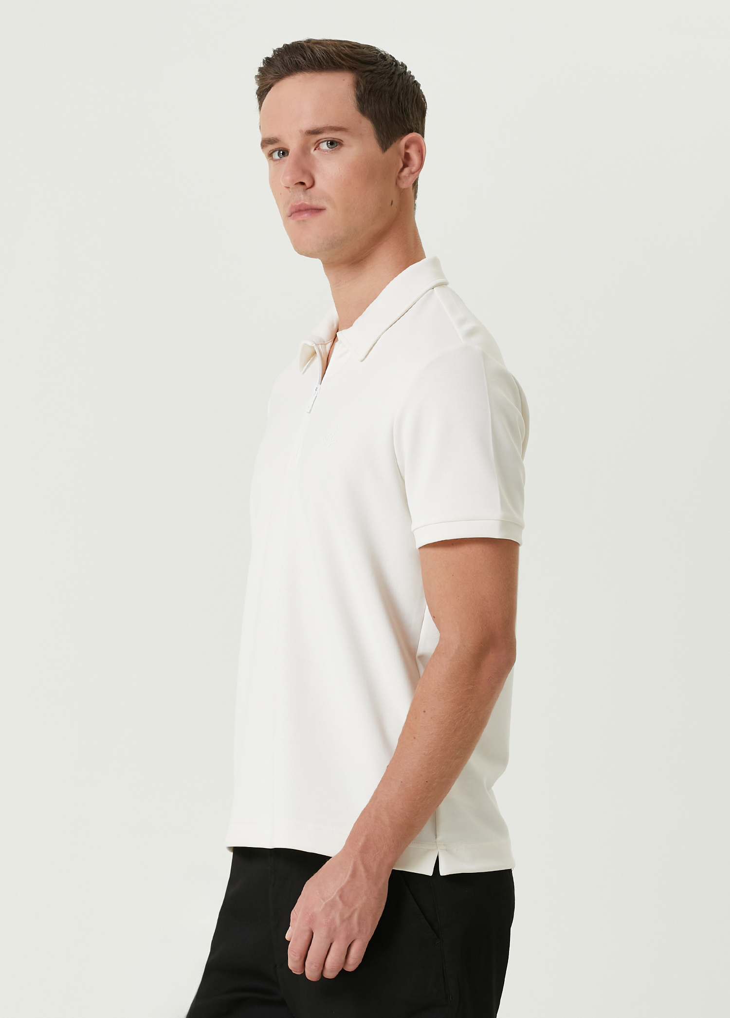 Comfort Fit Ekru Polo Yaka T-shirt_3