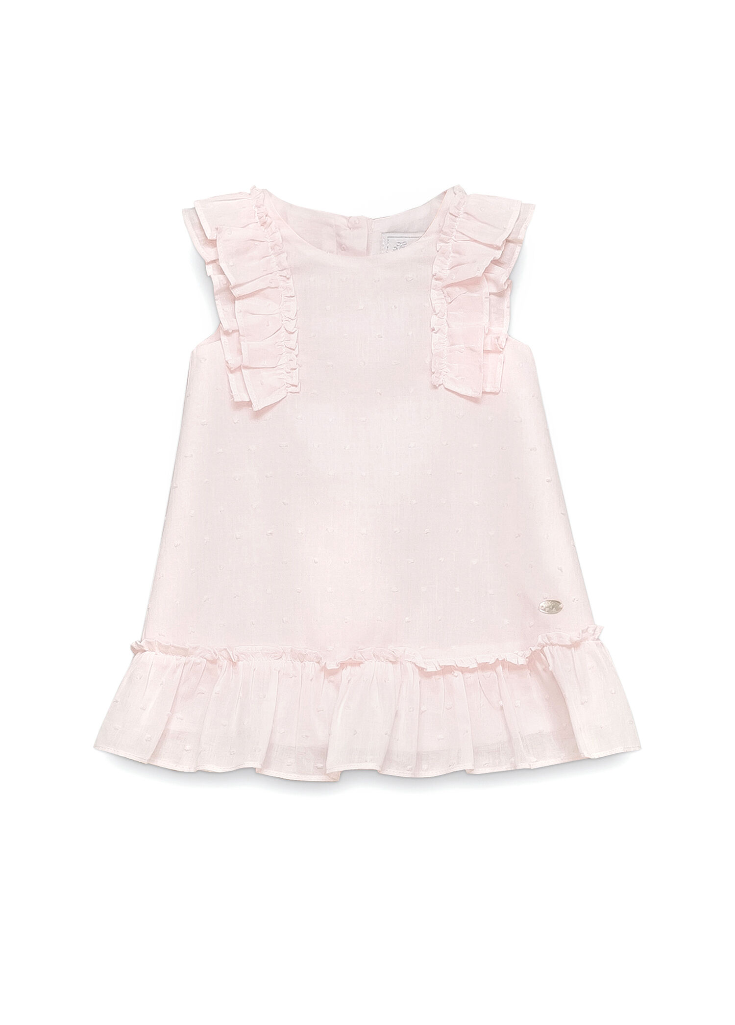 Açık Pembe Fırfırlı Kız Bebek Elbise