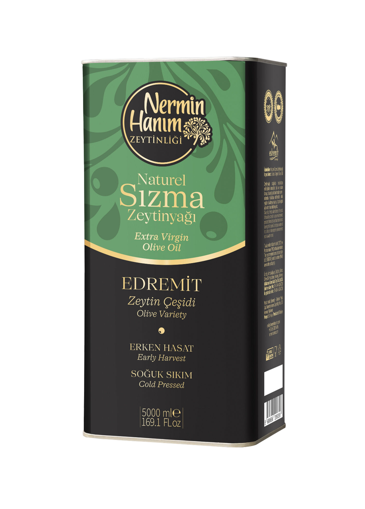Edremit Erken Hasat Naturel Soğuk Sıkım Zeytinyağı 5 lt
