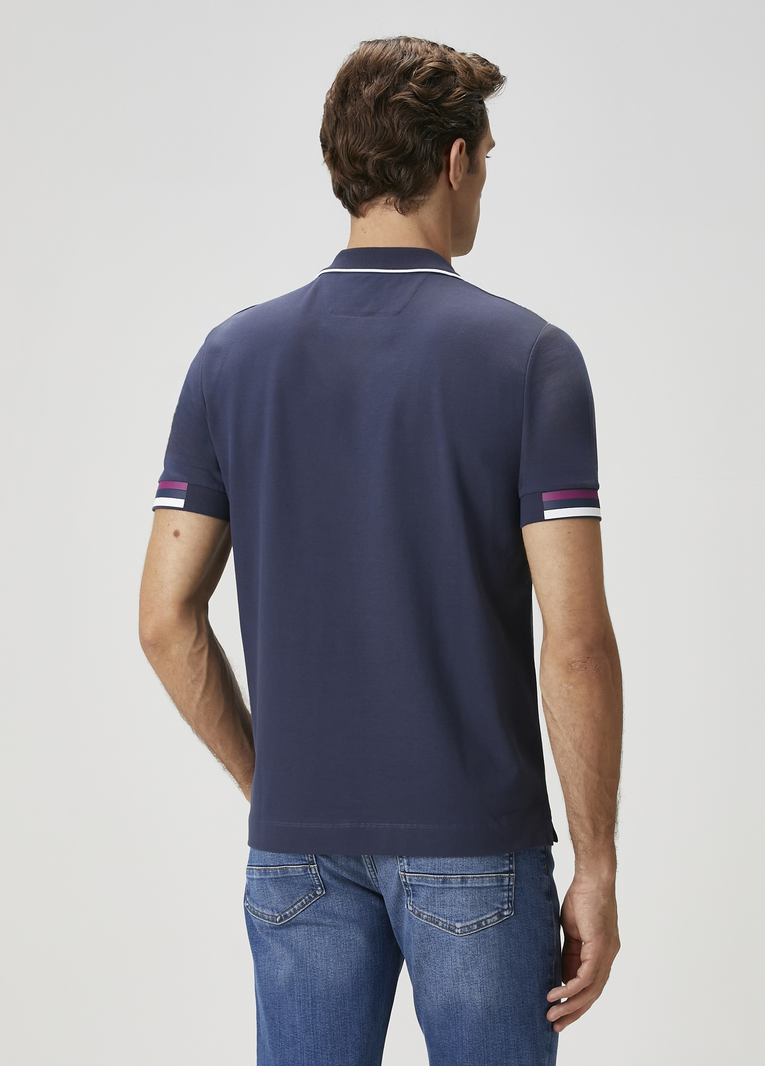 Lacivert Şerit Detaylı Polo T-shirt_4