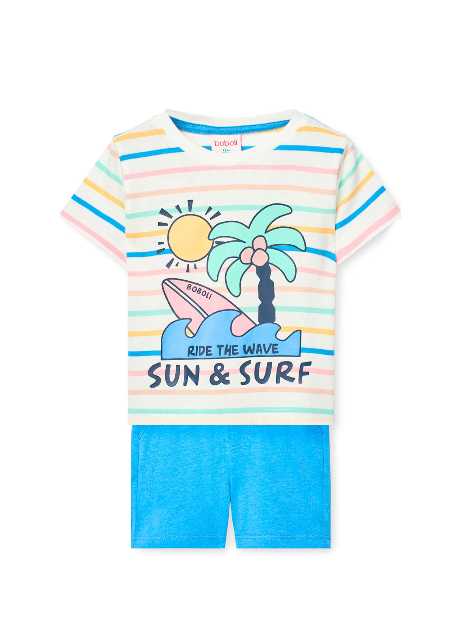 Surf Baskılı Erkek Çocuk 2'li Şort Set