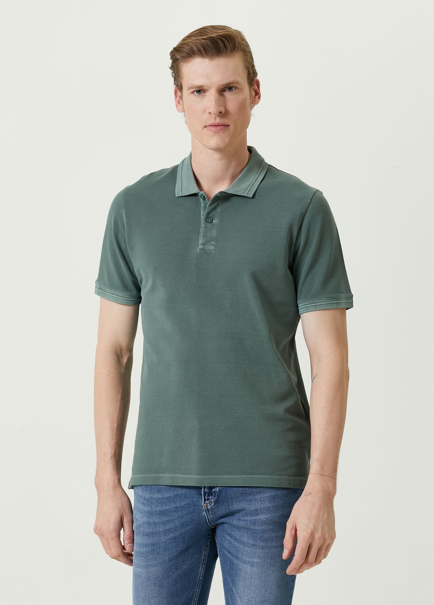 Haki Polo Yaka Pike T-shirt