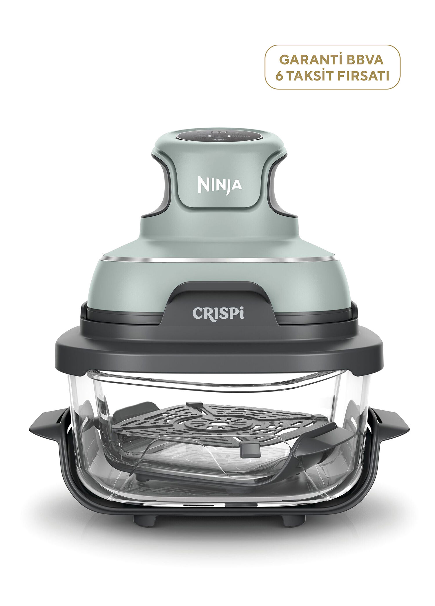 CRISPi 4-in-1 Sage Green Taşınabilir Cam Hazneli Pişirme Sistemi