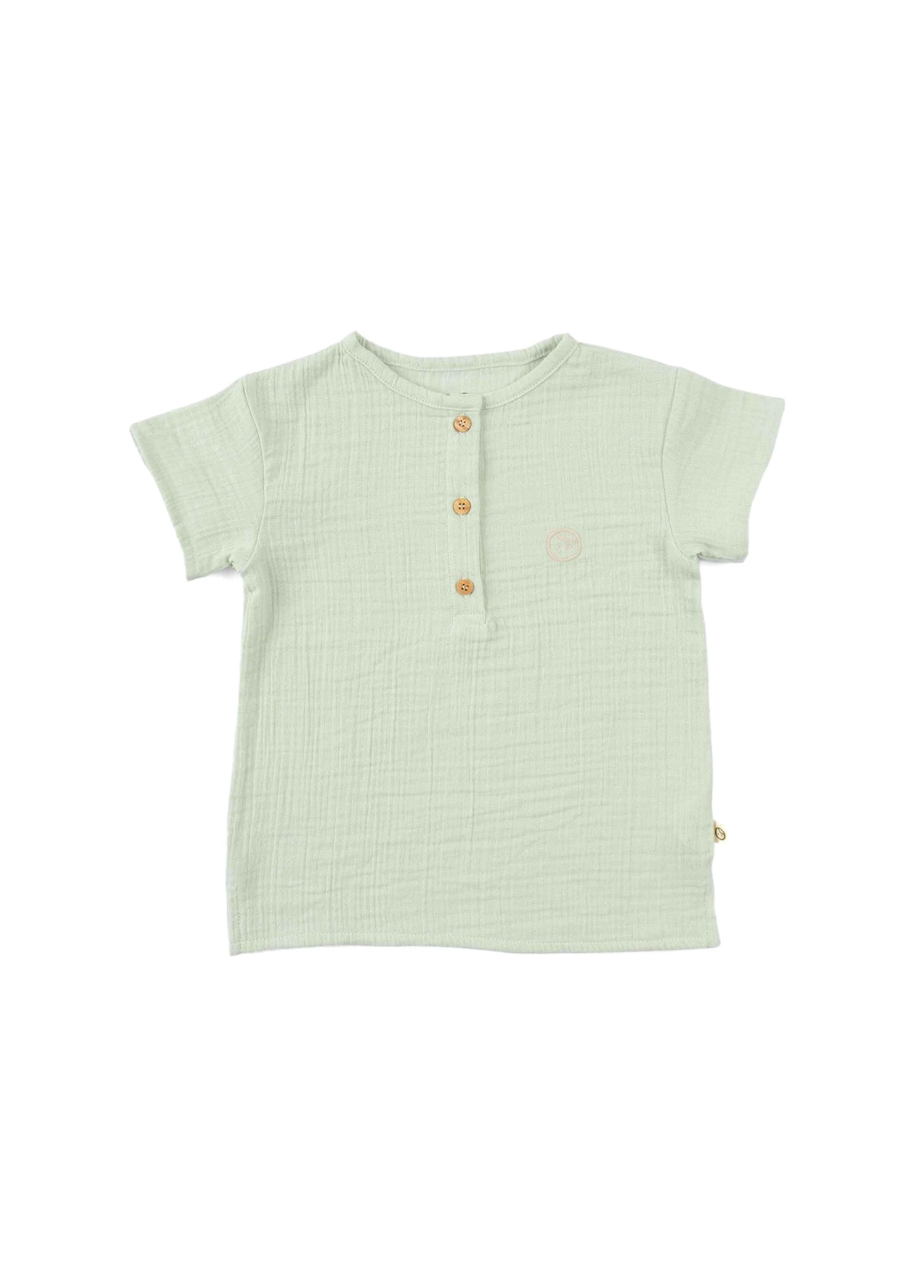 Yeşil Organik Pamuk Müslin Kısa Kollu Unisex Çocuk T-shirt