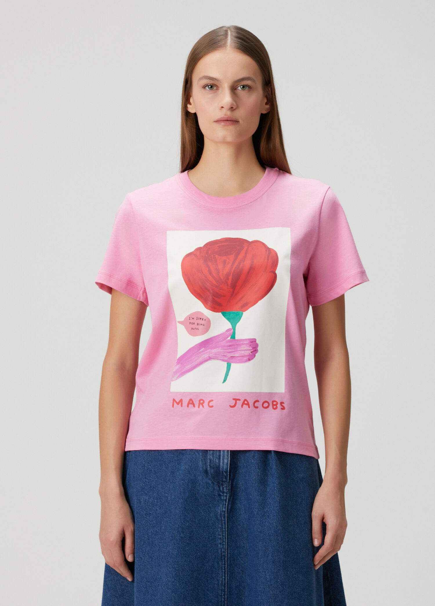 Marc Jacobs Pembe Kadın x David Shrigley Pembe Baskılı T-shirt