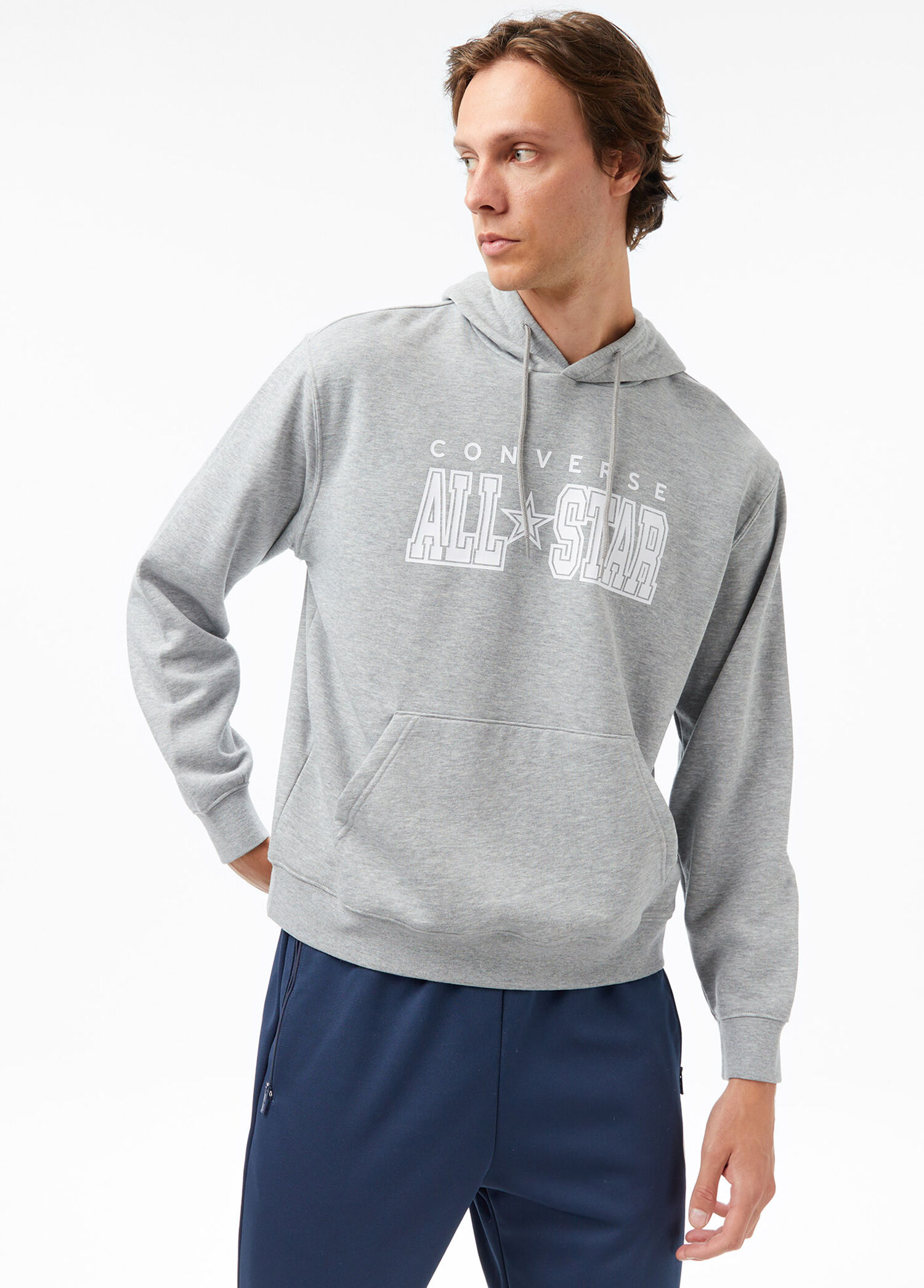 Gri Kapüşonlu Erkek Sweatshirt