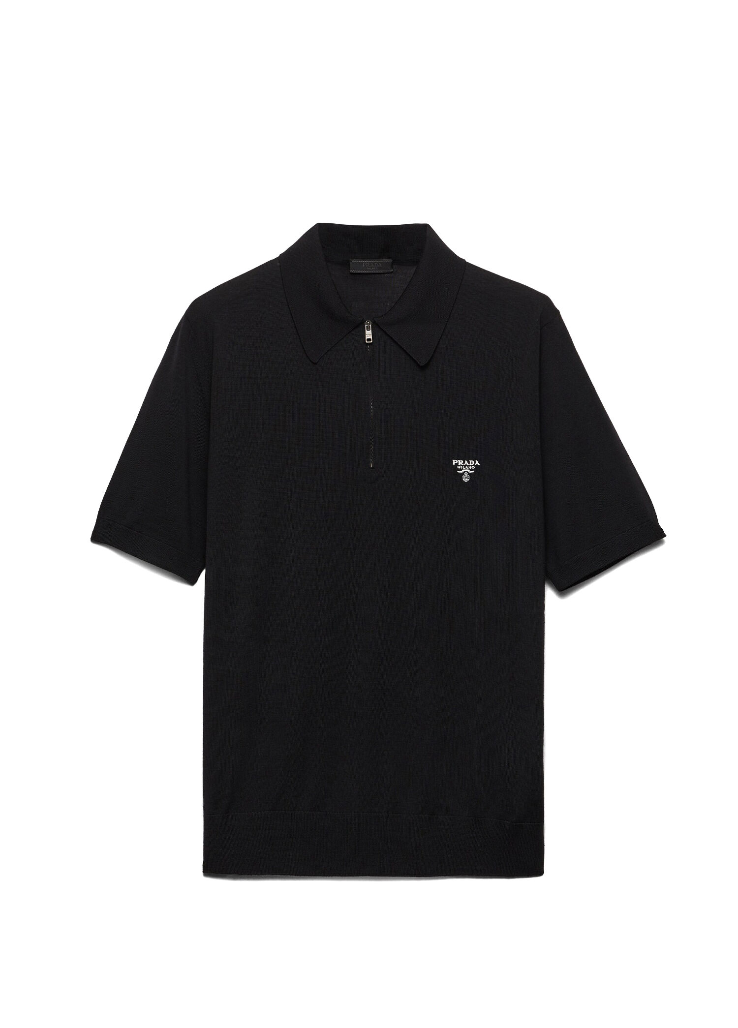 BLACK Prada BLACK Men Superfine Black Wool Polo Men's T-Shirt