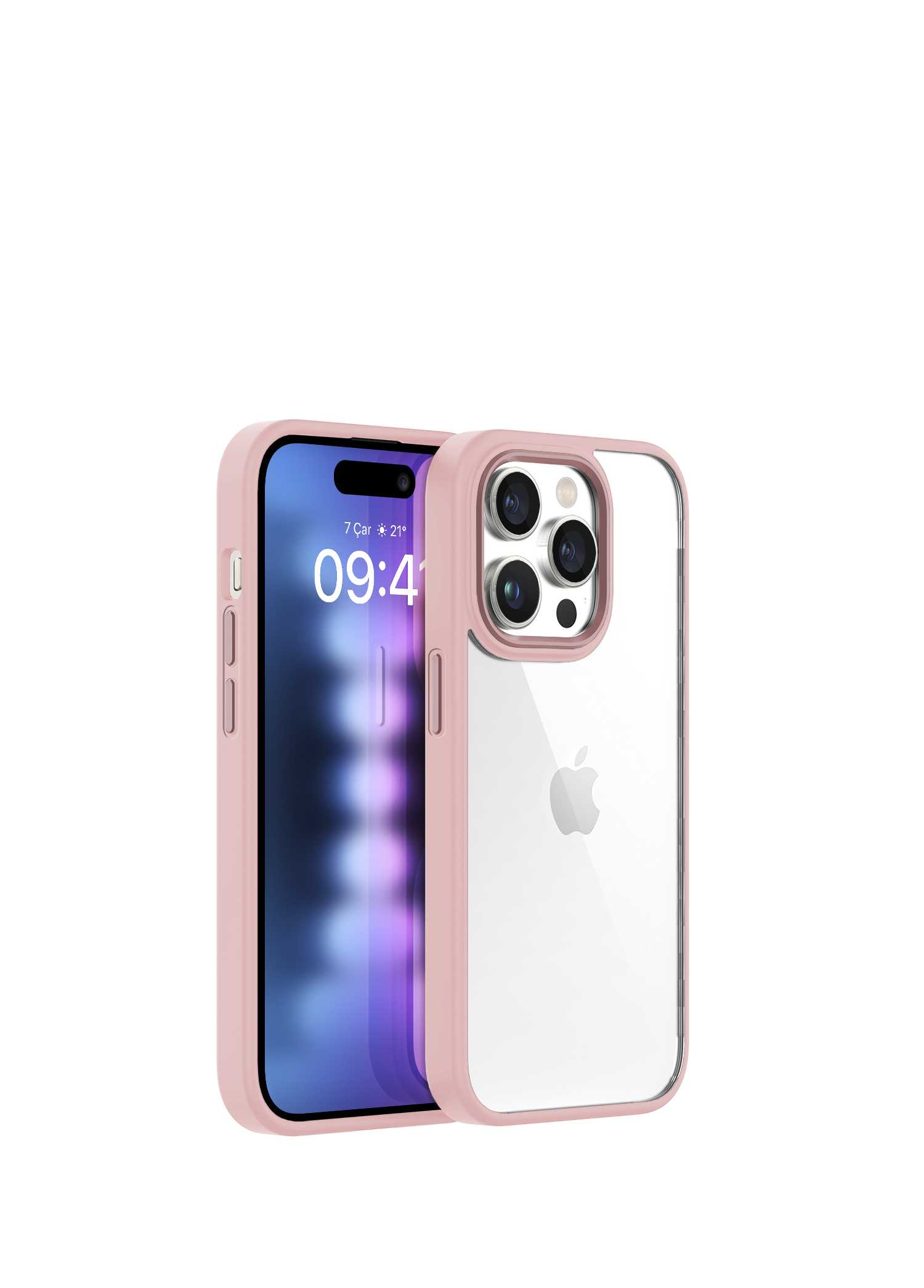 iPhone 15 Pro Max New Air Bumper Pembe Plastik Kılıf