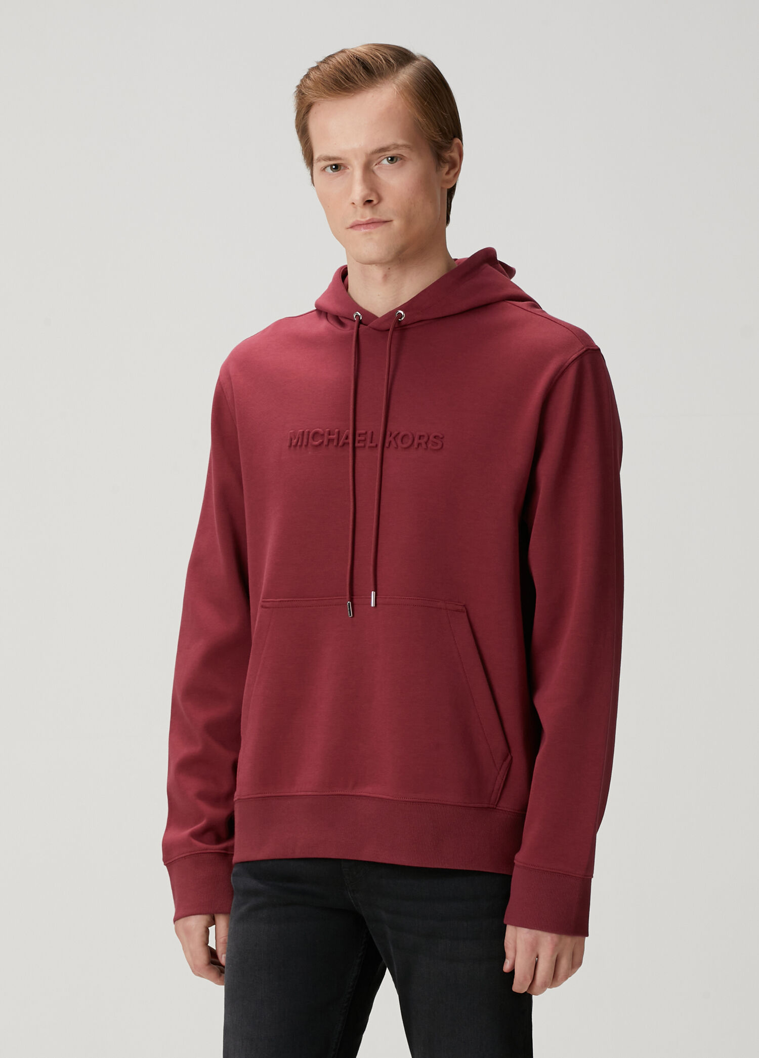 Bordo Kapüşonlu Organik Pamuk Sweatshirt