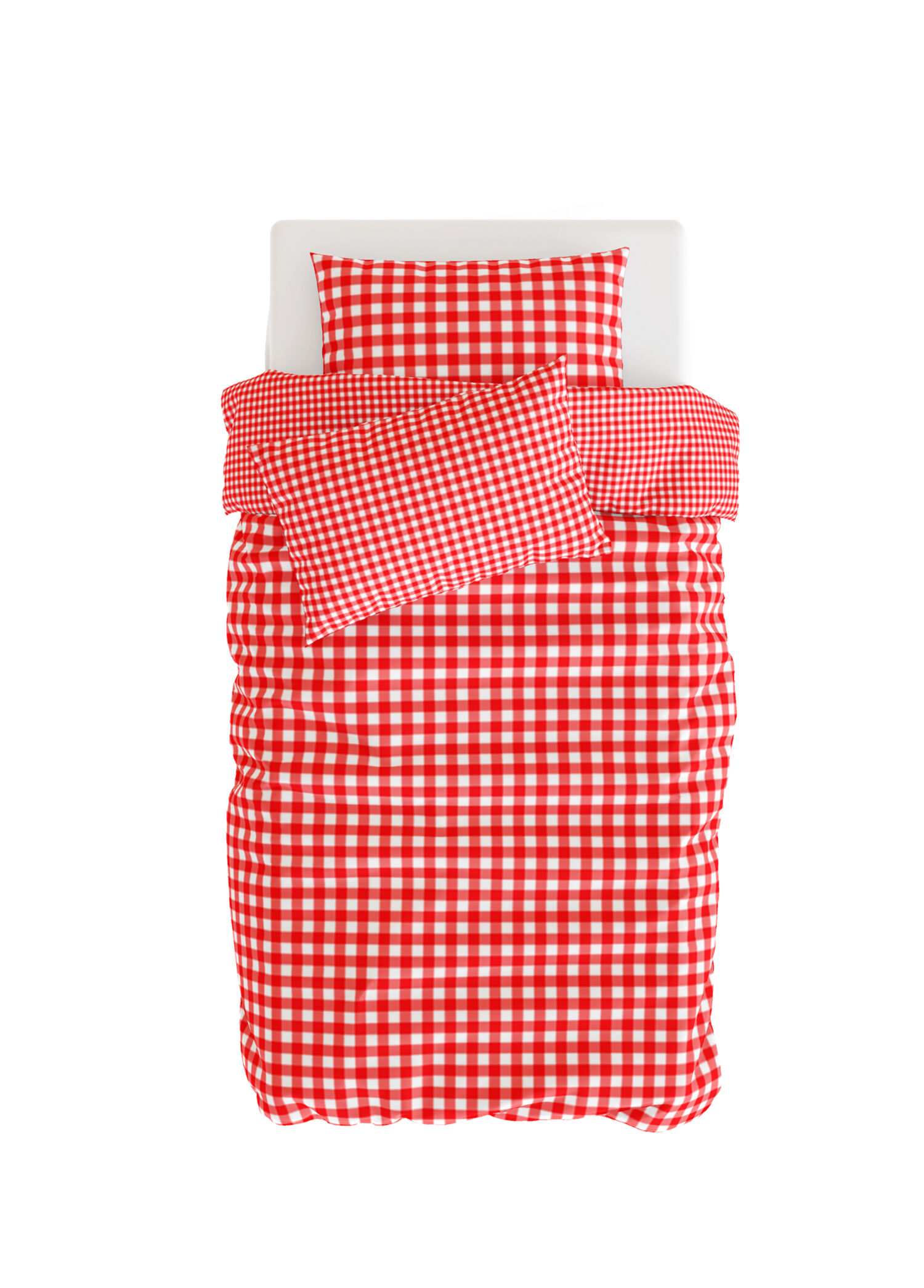 Gingham Kırmızı Pamuk Saten Çocuk Nevresim Seti 140 x 200 cm
