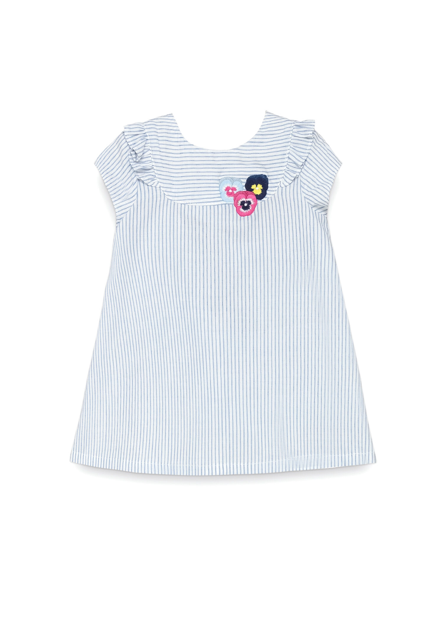 Çizgili Coton Kız Bebek Elbise