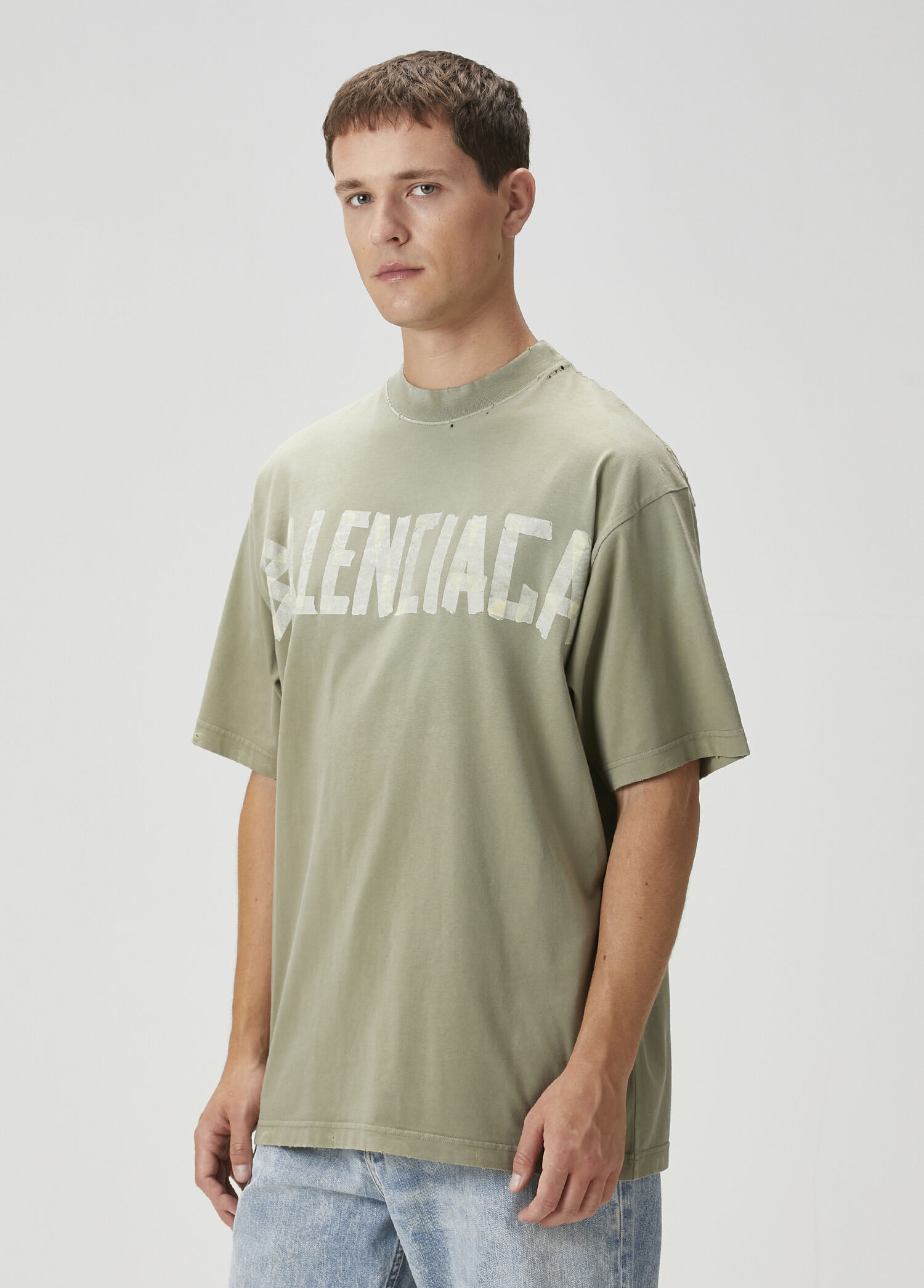 Balenciaga - Medium Fit Tape Type Haki T-shirt - Haki