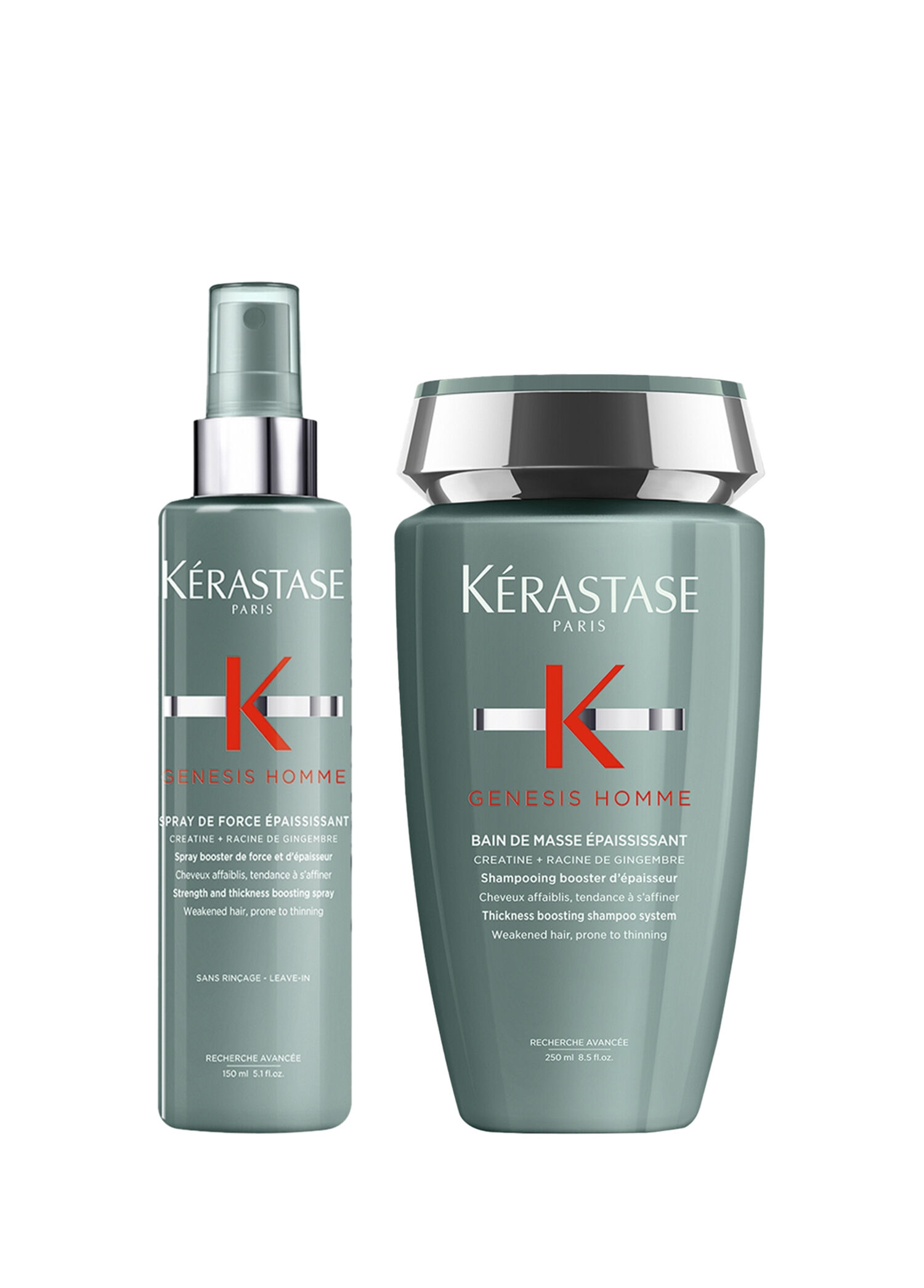 Genesis Homme Erkekler İçin Yoğunlaştırıcı Şampuan 250 ml + Sprey 150 ml 2'li Saç Bakım Seti