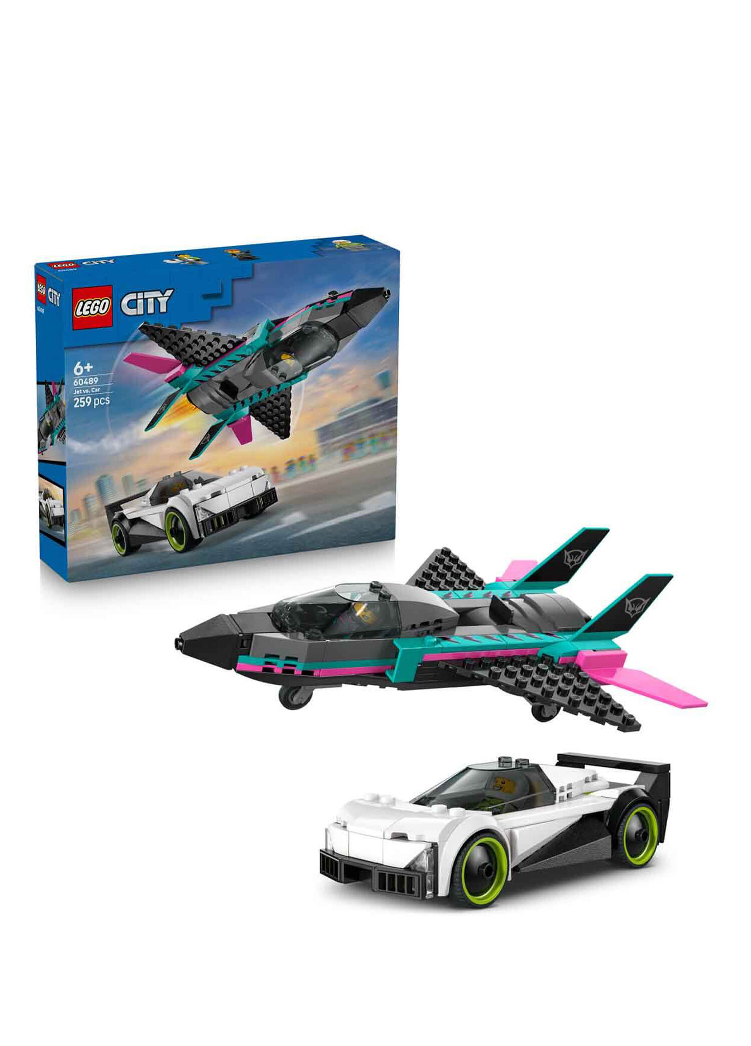 Lego - City Jet vs. Car 259-Piece Age 6+ Minifigure Building Toy 60489